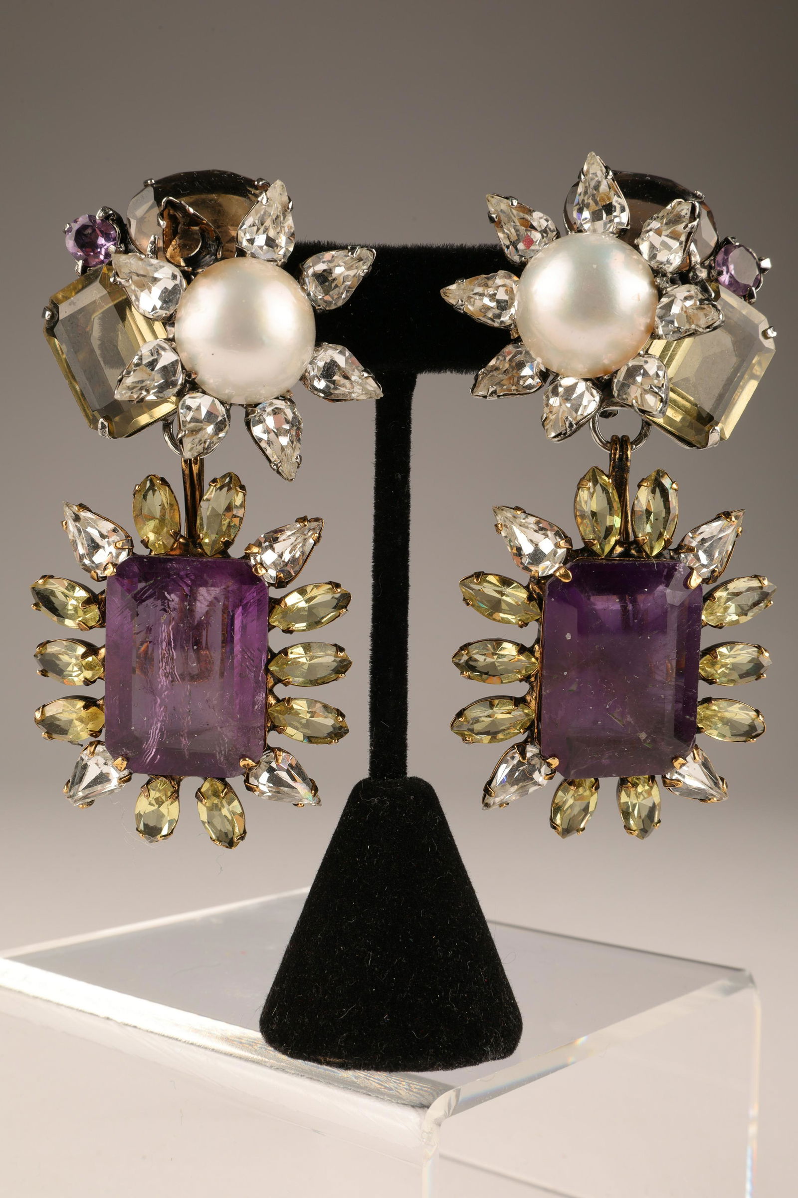 Iradj Moini Amethyst, Crystal and Pearl Earrings (1 of 5)