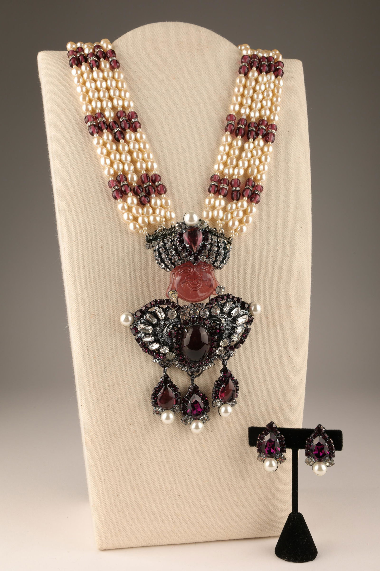 Lawrence Vrba Purple Buddha Necklace Earrings (1 of 11)