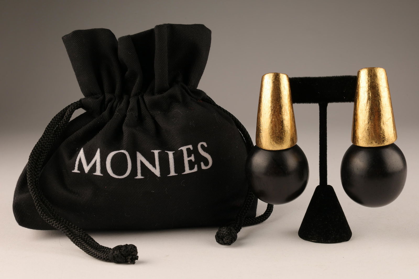 Monies Denmark Gold Foil Ebony Statement Earrings (1 of 6)