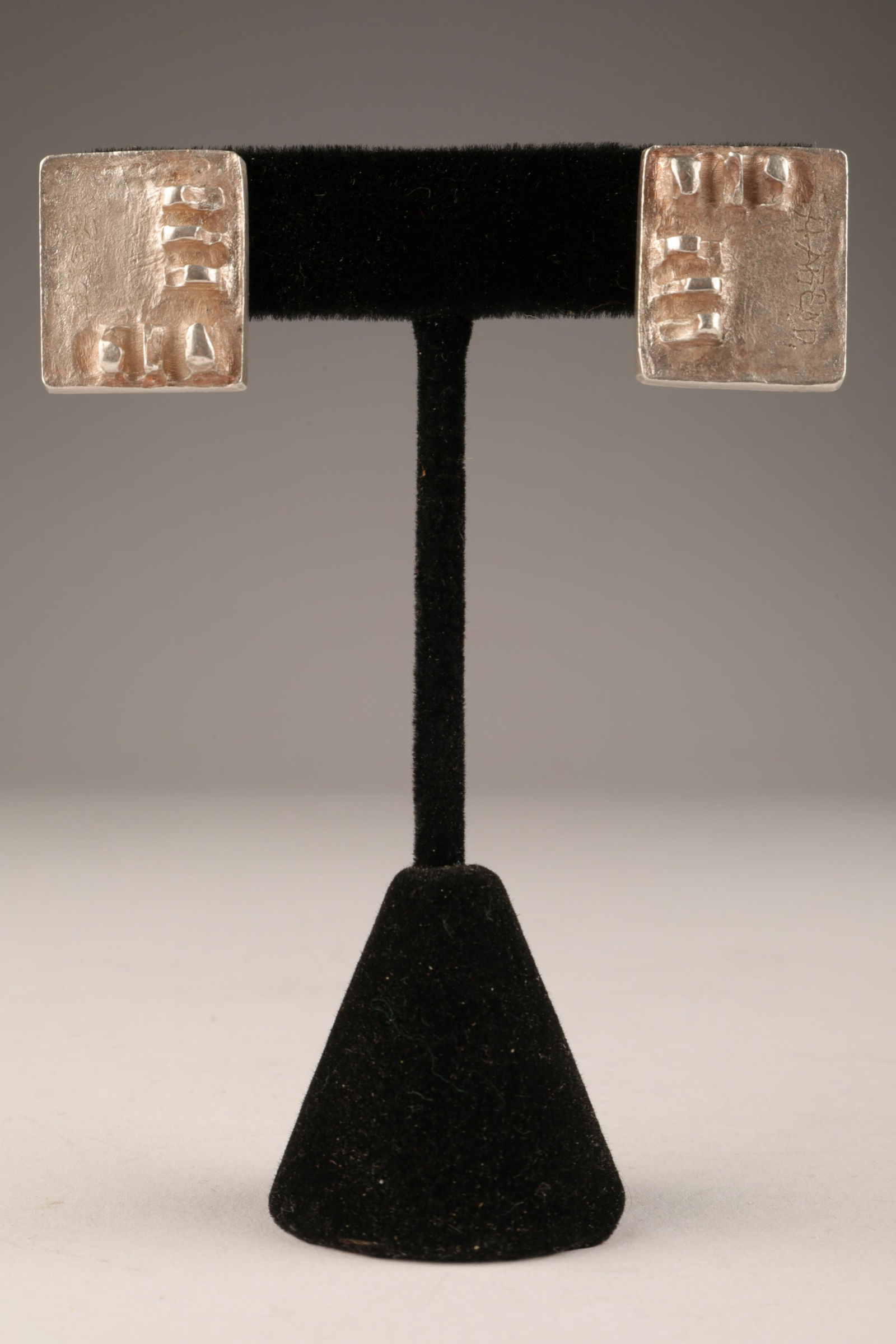 Rare Harry Abend Brutalist Sterling Earrings (1 of 5)