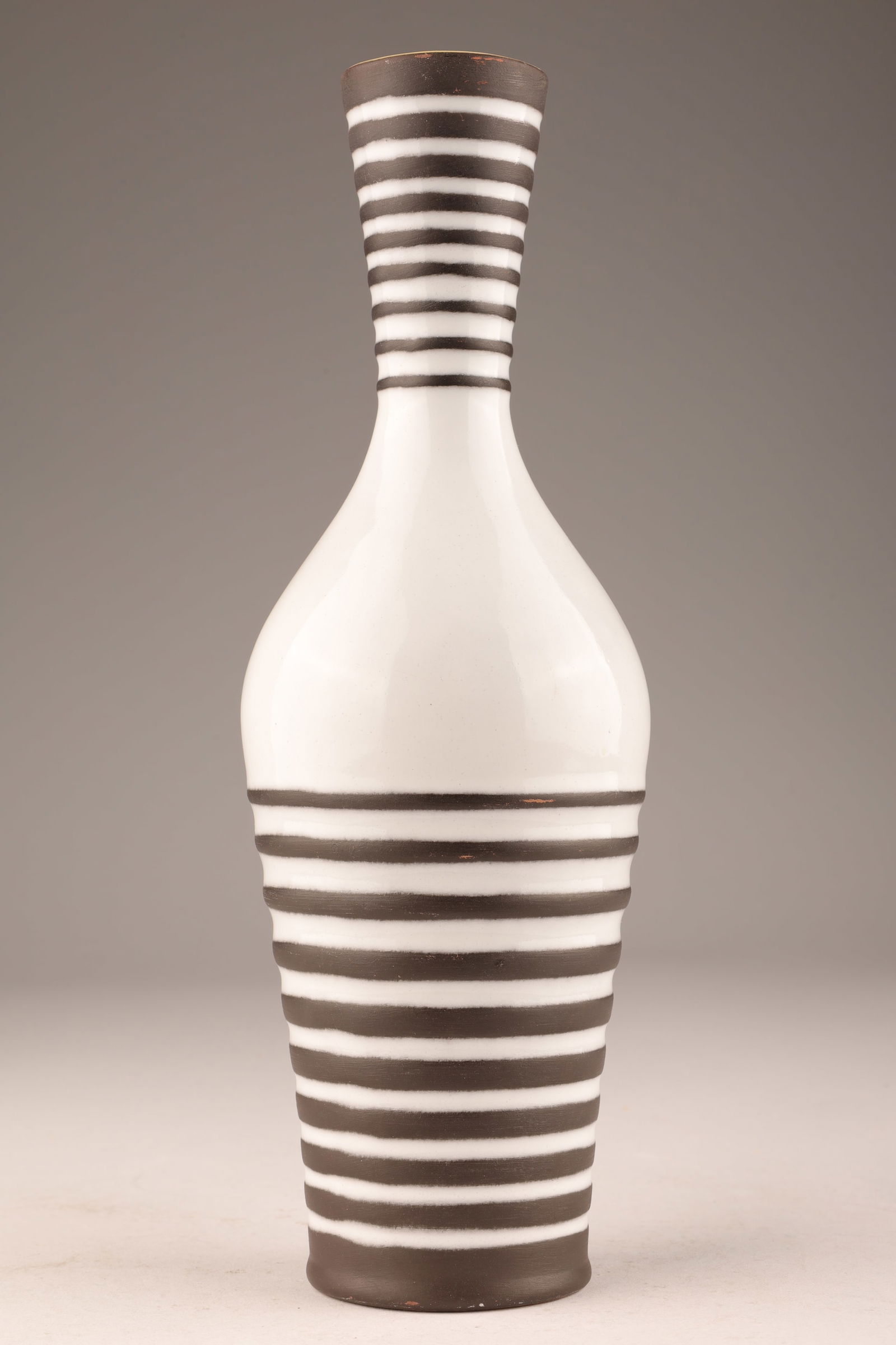 Mid Century West Germany Pottery Striped Vase (1 of 5)