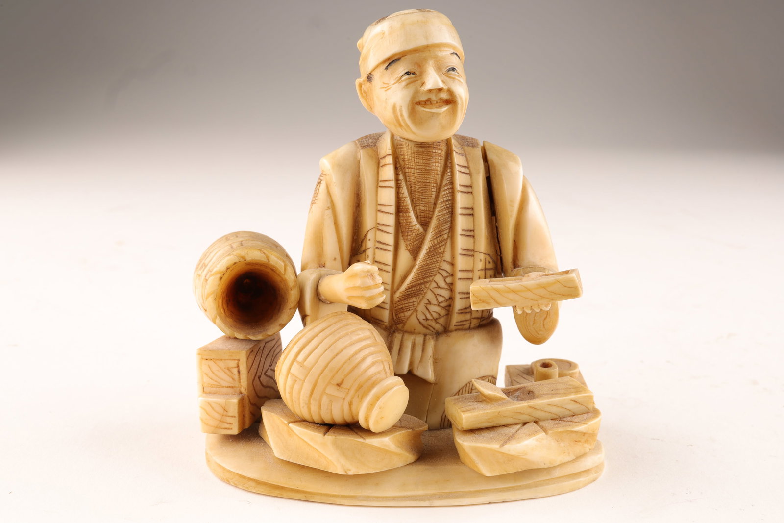 Antique Japanese Signed Okimono Basket Maker (1 of 10)