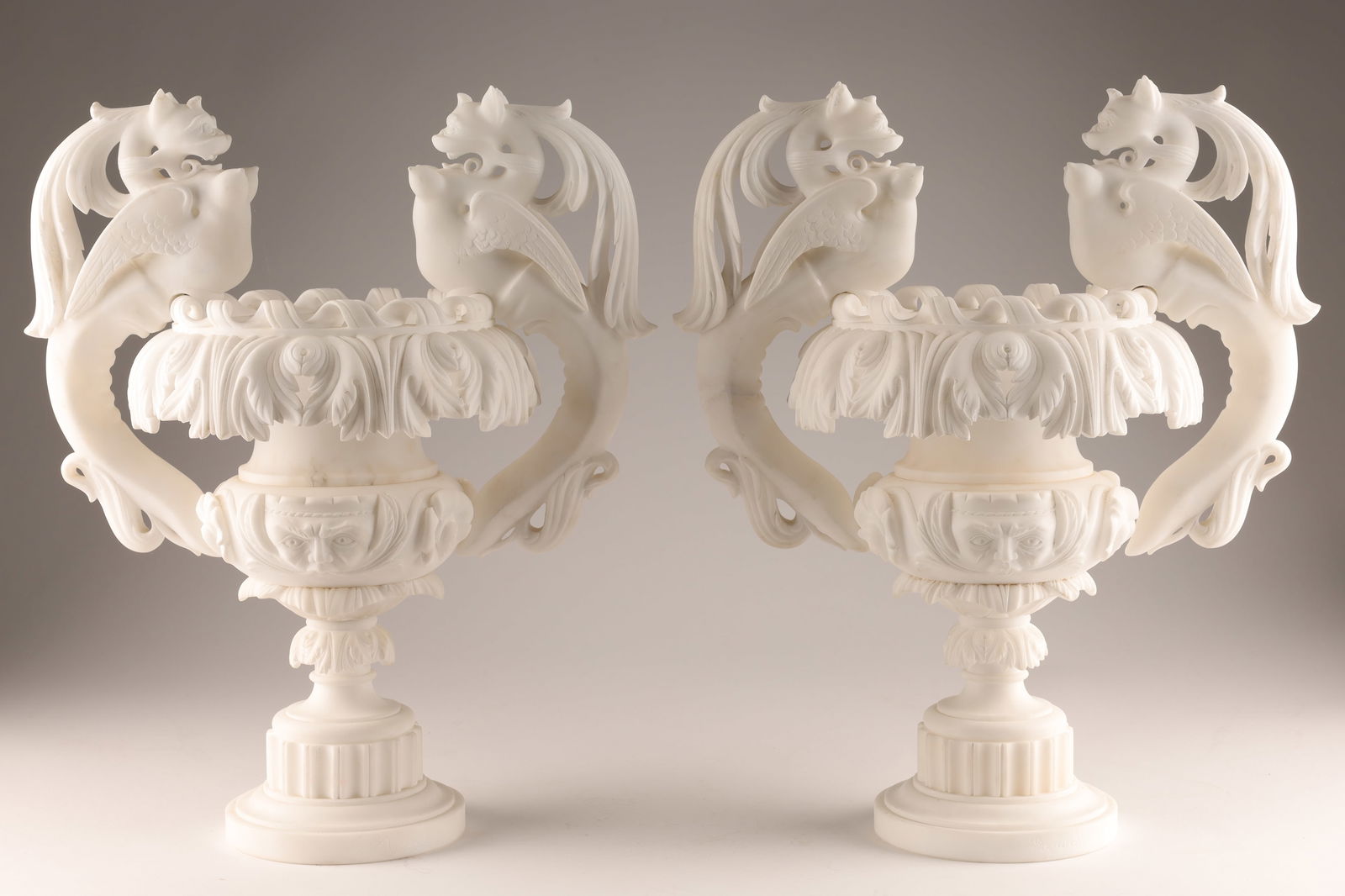 Pair Signed Italian Coupes Gozzoli Alabaster Urns (1 of 12)
