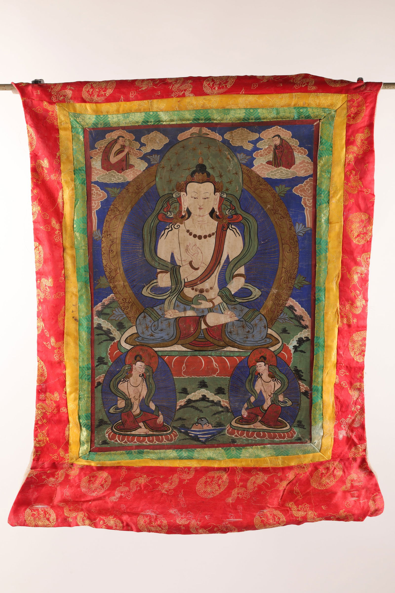 Tibetan Antique Thangka Protection Buddha and Monk (1 of 8)