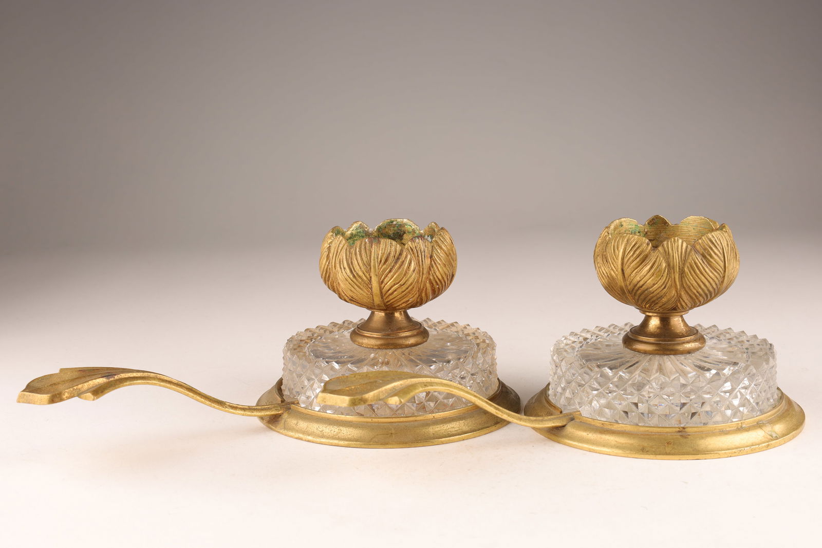 Pair French Cut Crystal Gilt Bronze Candle Holders (1 of 7)