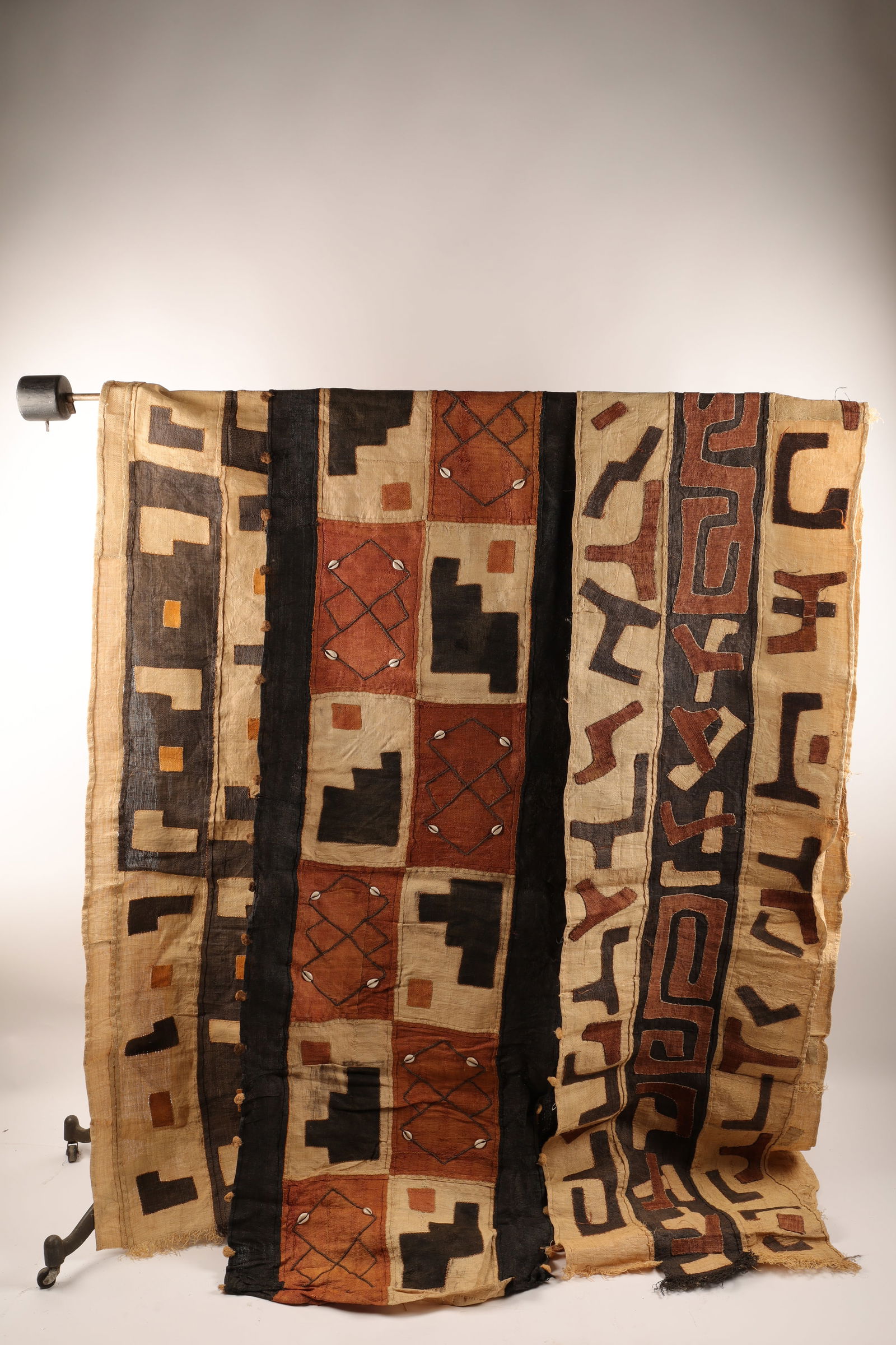 Lot of 3 African Kuba Long Textile Cloth Panels (1 of 7)