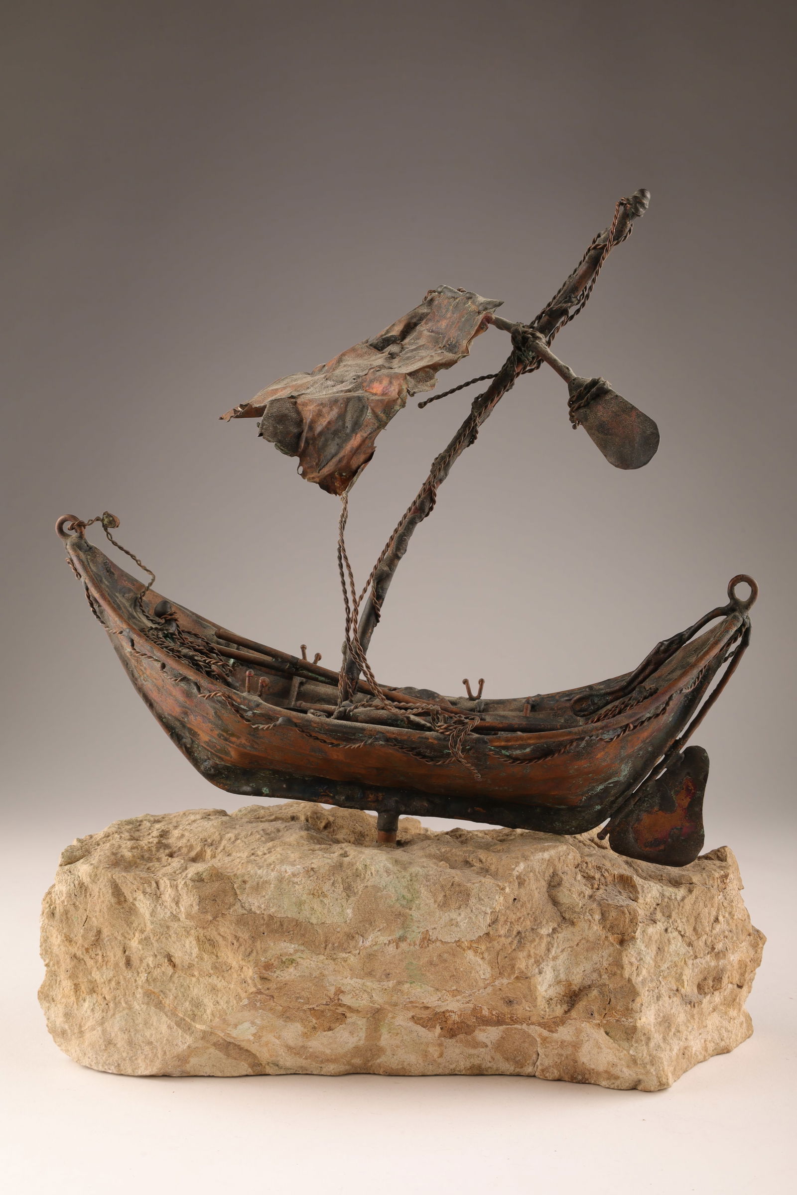 Signed Brutalist Copper Sail Boat After Jim Lewk (1 of 8)