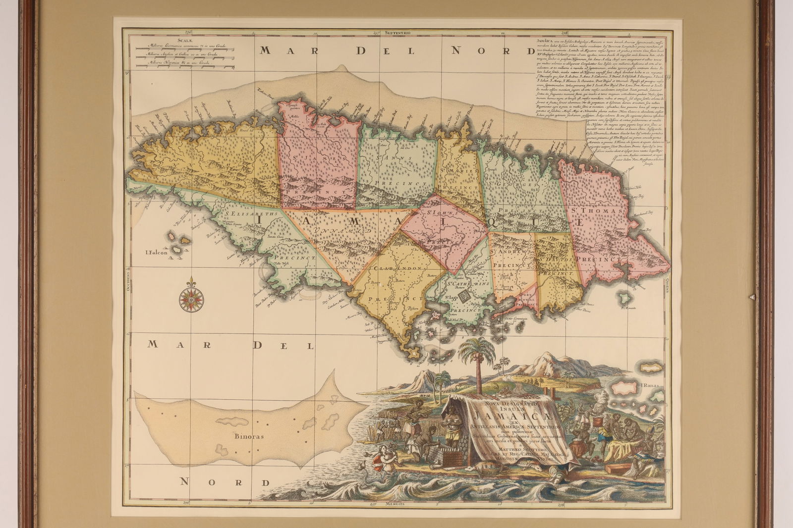 Seutter Antique Hand Coloured Map of Jamaica (1 of 7)