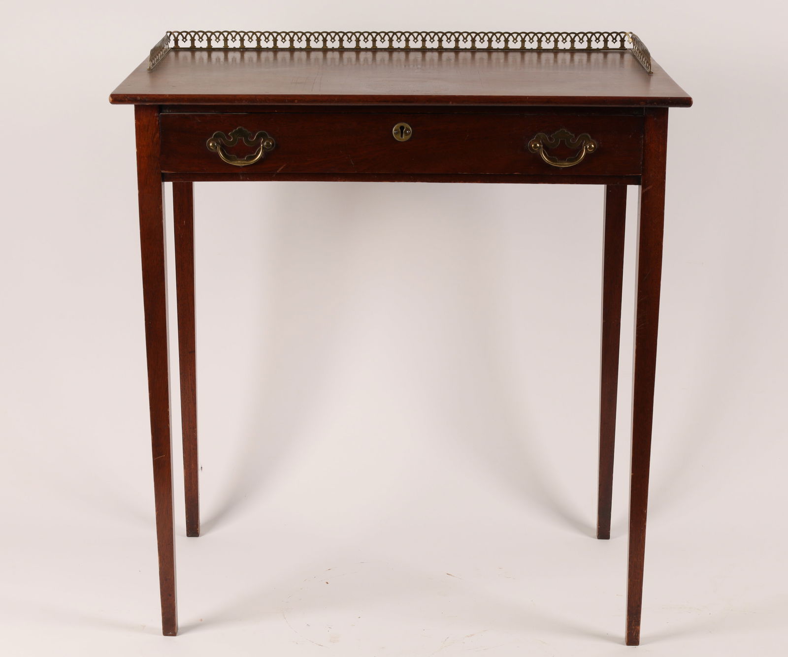 Victorian Mahogany Brass Gallery Top Table Desk (1 of 5)