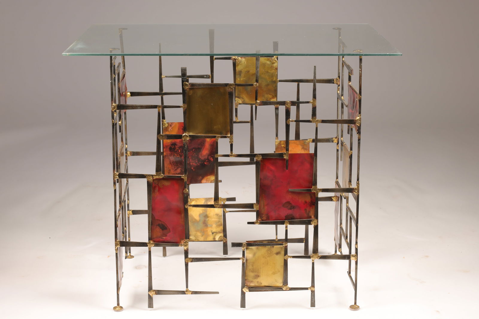 Seandel Style Metal Nail Brutalist Side Table (1 of 4)