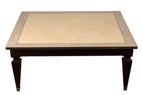 Baker Furniture Coffee Table Marble Inlay Top: Baker Furniture Coffee Table Marble Inlay Top. 38 x 38 x 15.5 inches H.