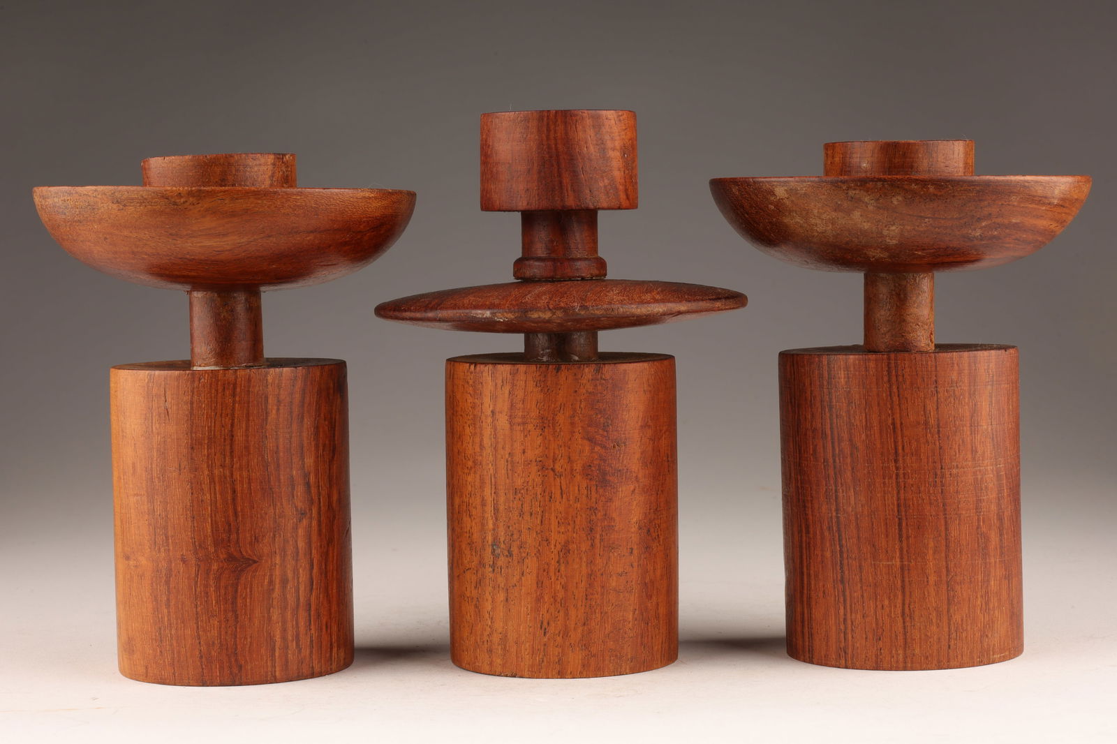 Set Mid Century Teak Candlesticks Candle Holders (1 of 5)