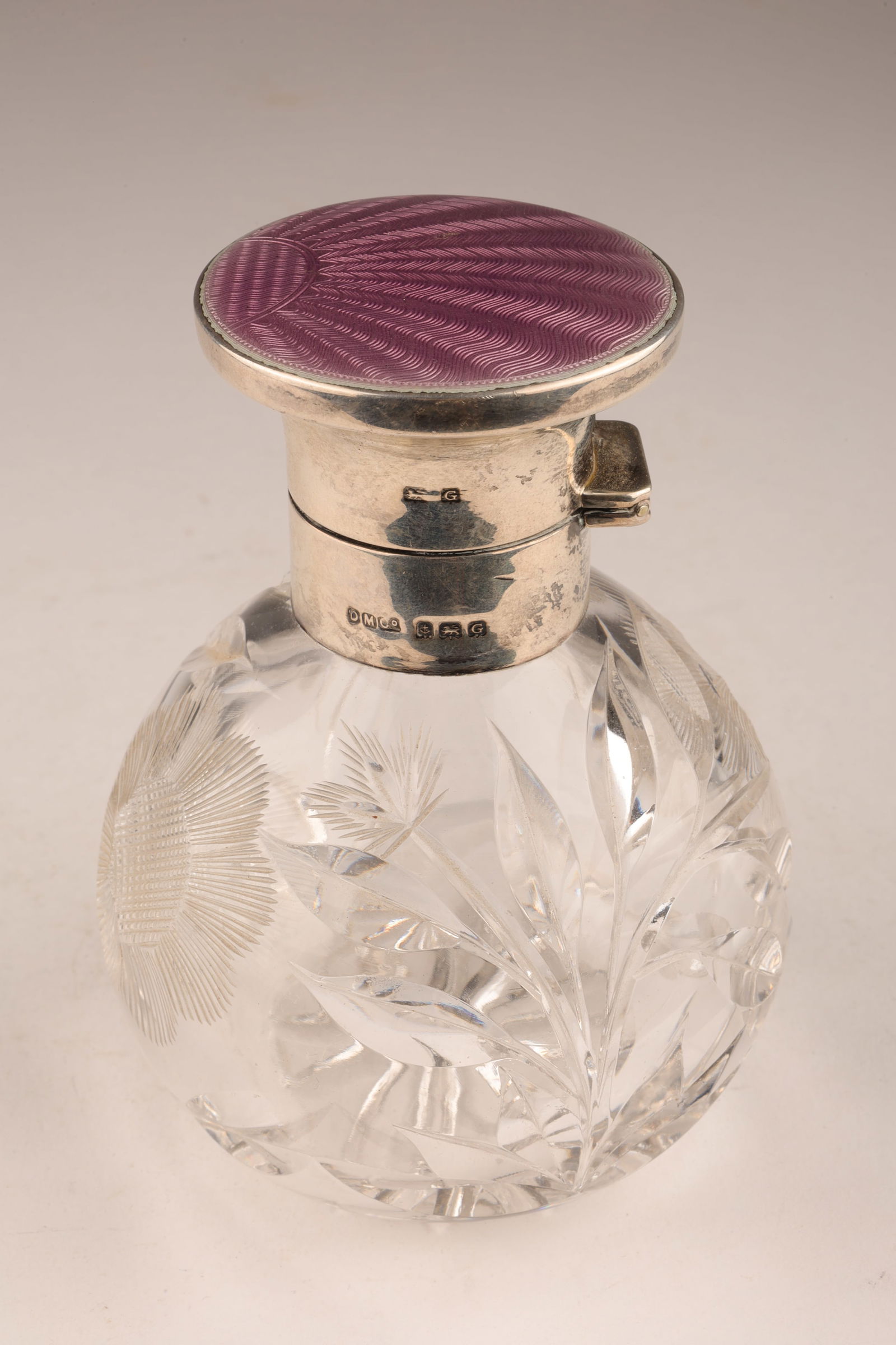 English Art Deco Sterling Guilloche Scent Bottle (1 of 7)