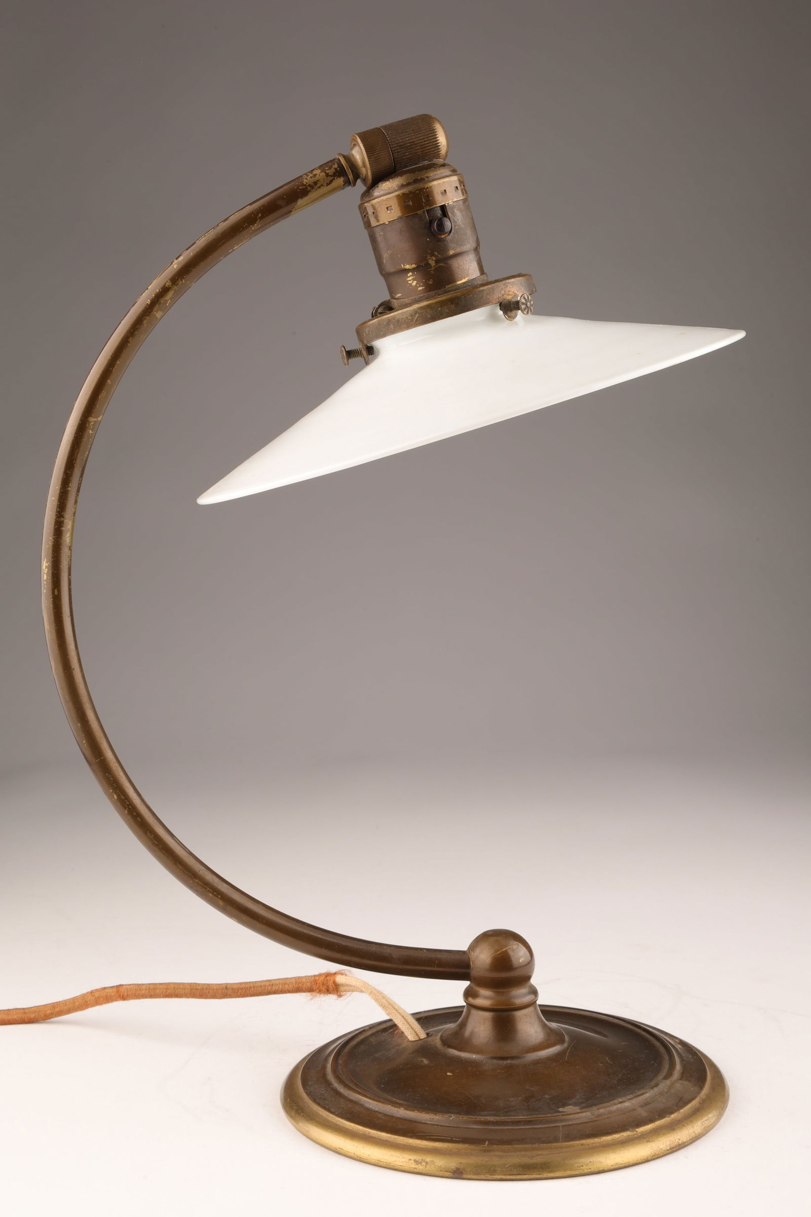 Art Deco Arched Arm Table Lamp Milk Glass Shade (1 of 5)