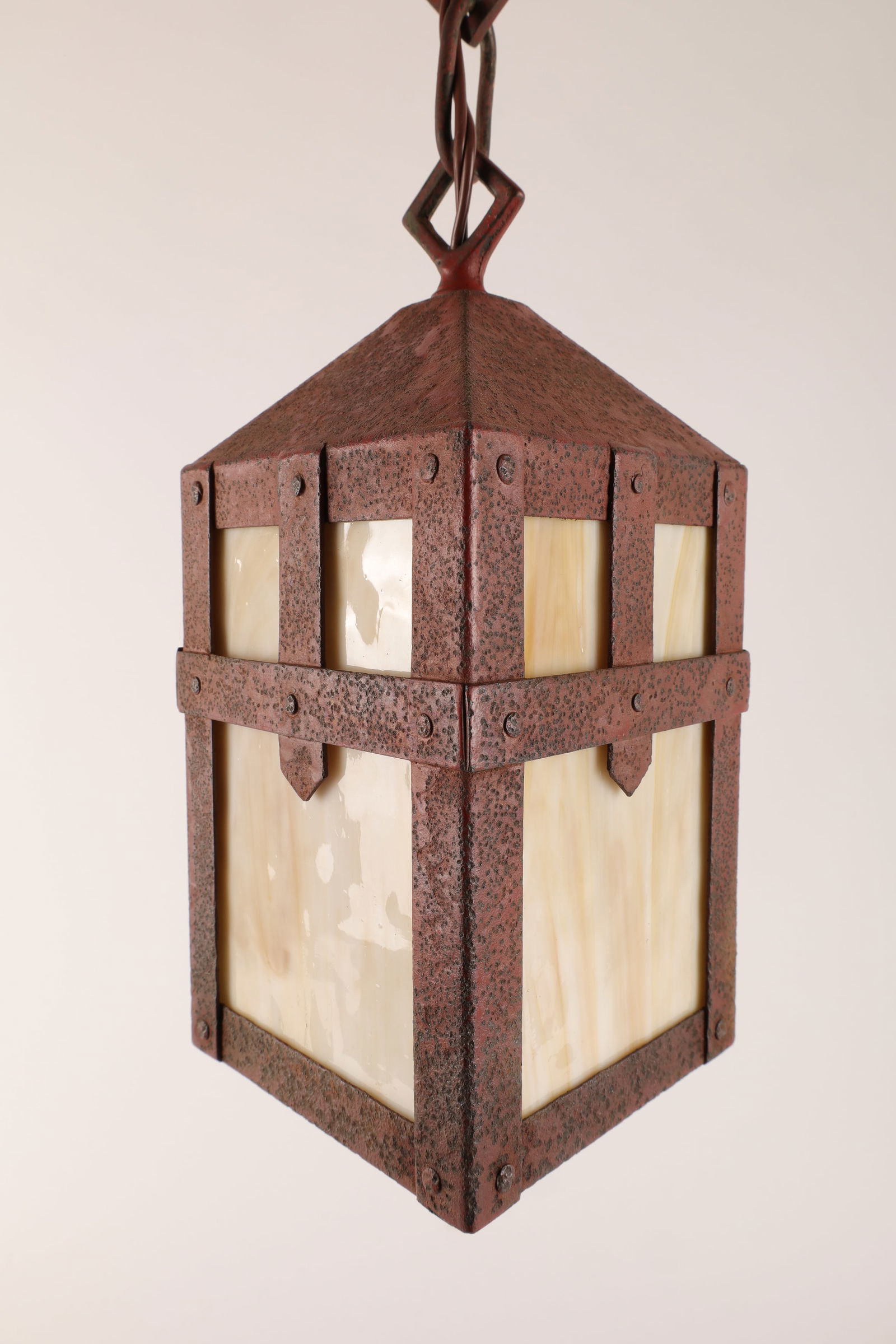 Antique Arts and Crafts Slag Glass Lantern Light (1 of 5)