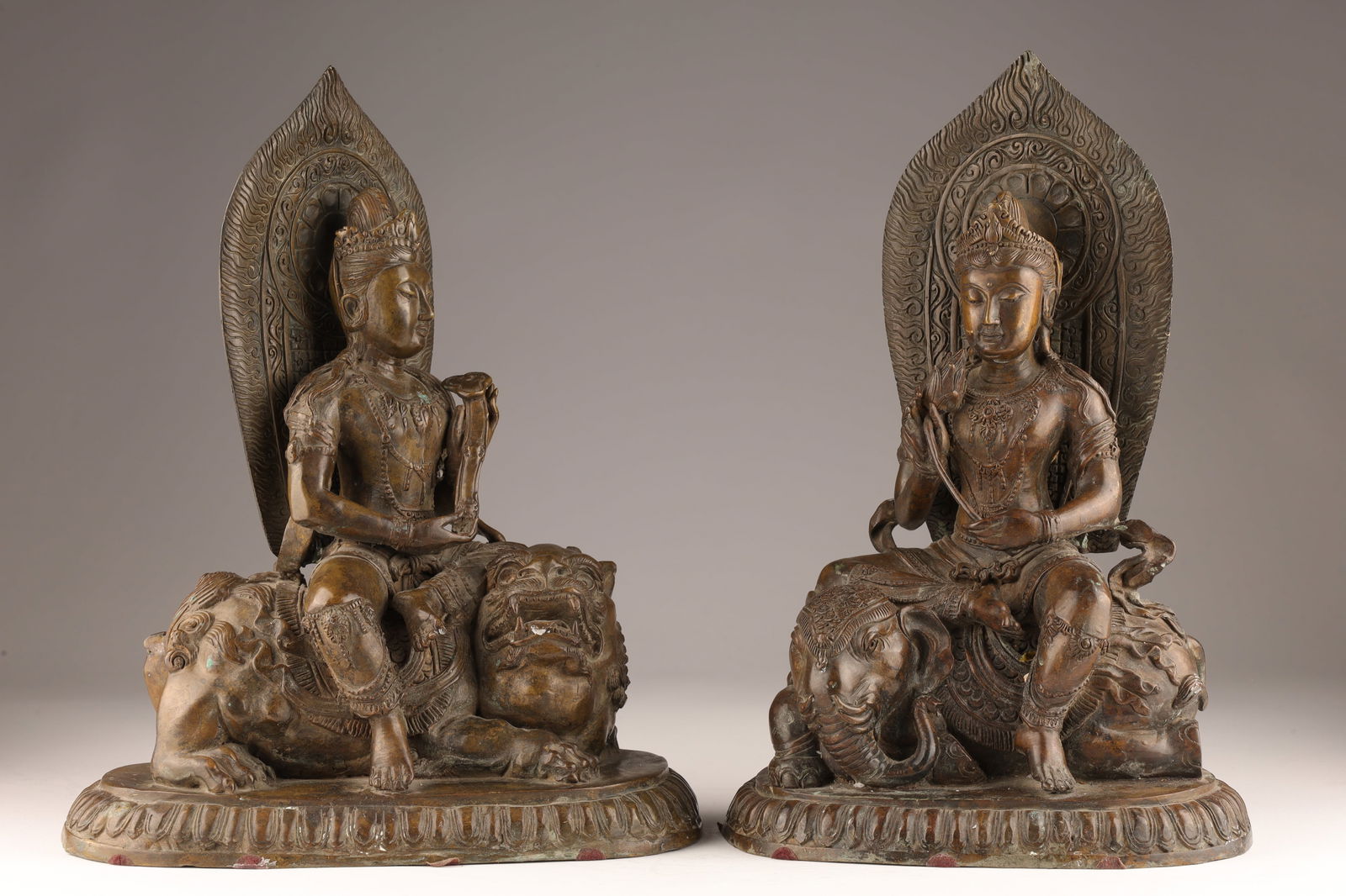 Pair Chinese Buddhist Bronze Samantabhadra Statues (1 of 11)