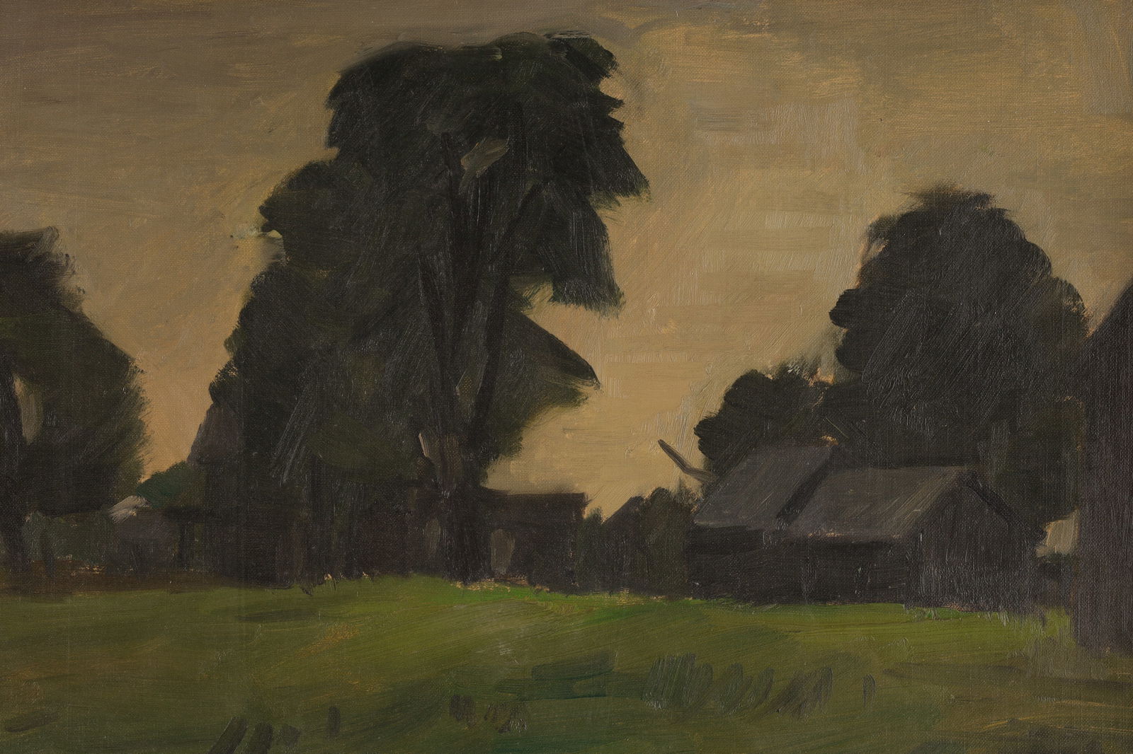 William Goodridge Roberts RCA (1904 - 1974) Landscape: William Goodridge Roberts RCA (1904 - 1974) Oil on Artists Board, Country Landscape, Titled Evening. Signed lower right corner. Original gallery label on verso, dated 1946. Board measures 12 x 16 inch