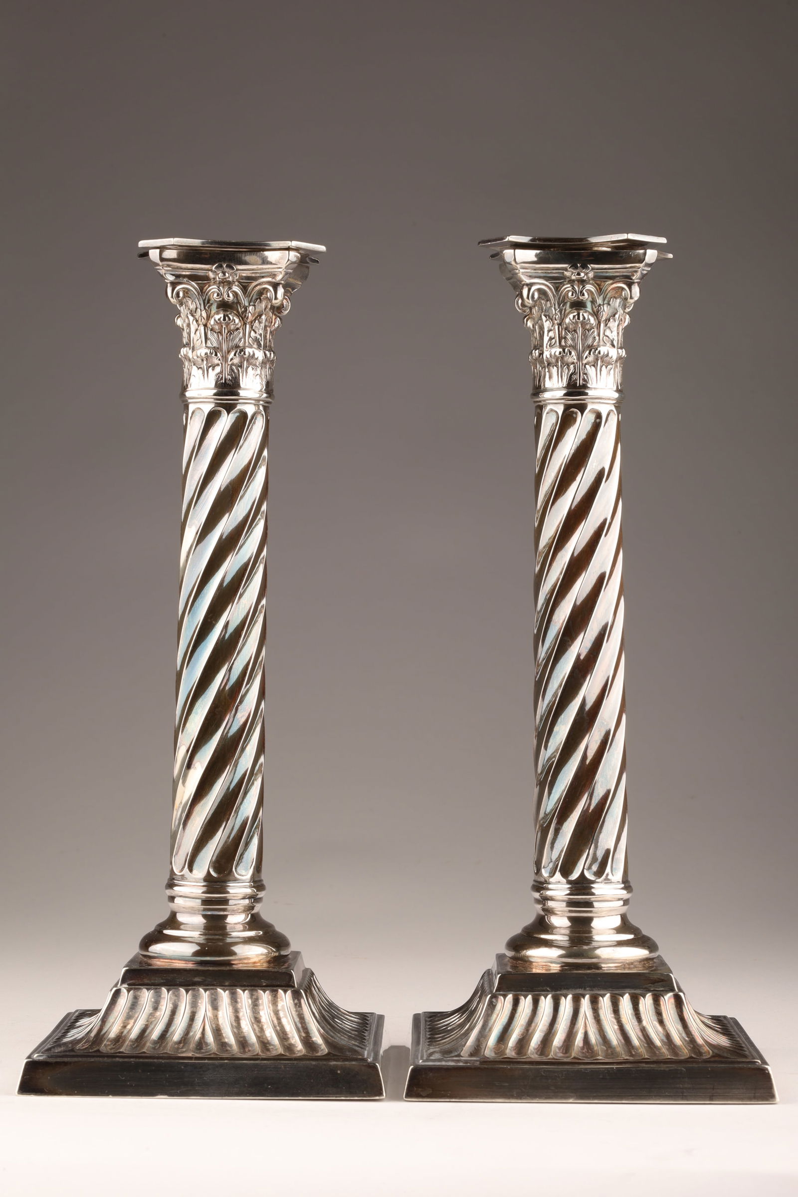 Antique Neoclassical Silver Corinthian Candlestick (1 of 7)