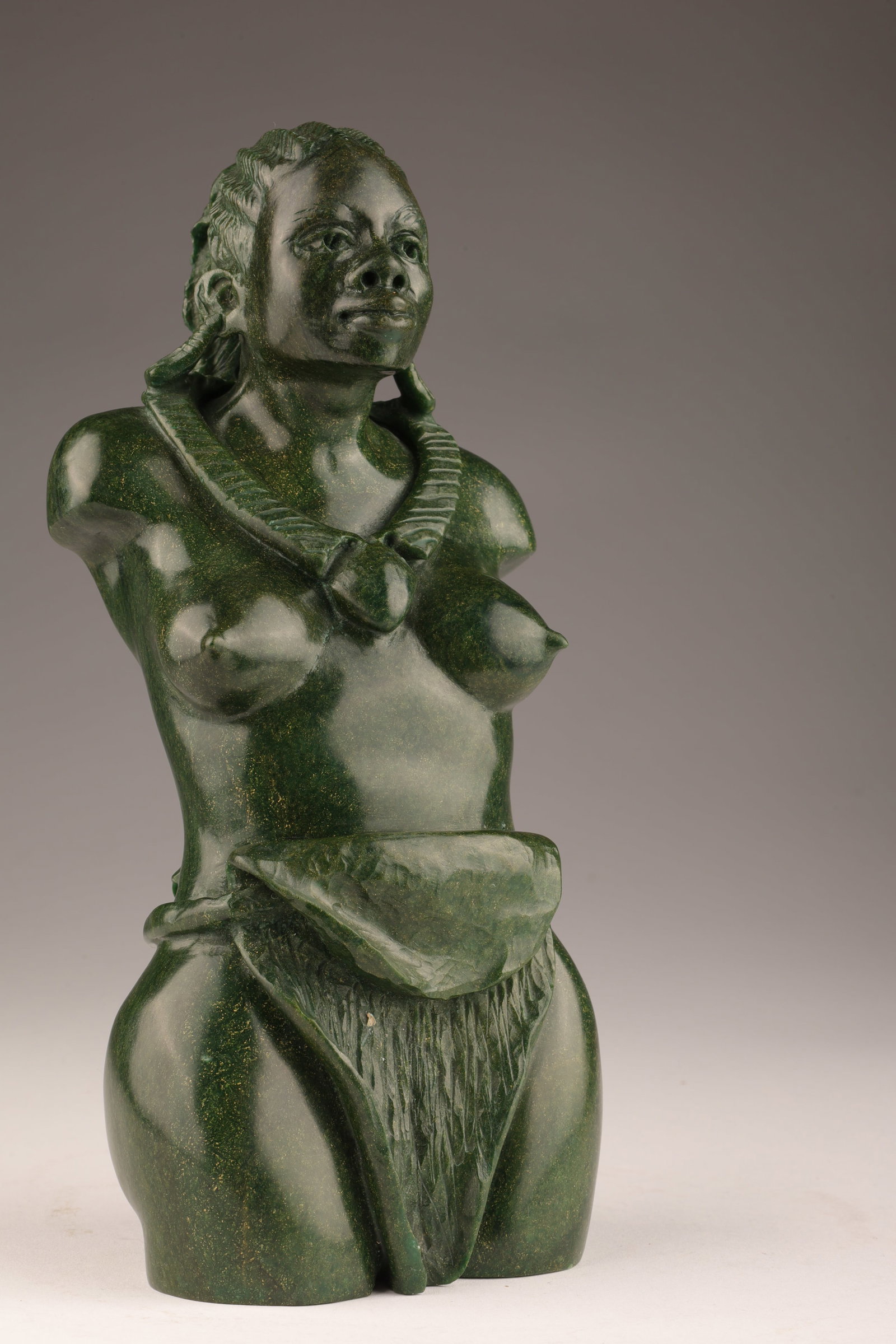 Moses Chikumbirike African Verdite Female Nude: Signed Moses Chikumbirike Shona African Jade / Verdite Female Nude Torso. 8 inches h x 3.5 w.