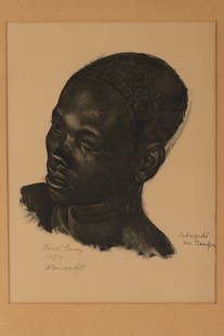 Alexandre Iacovleff Lamy Portrait, African Folio: Alexandre Yevgenievich Jacovleff (Russian, 1887 - 1938), Ialingede, race Mandja. (Fort Lamy) Portrait from the Folio, Drawings and Paintings from Africa. Executed during the Citroen Center Africa Expe