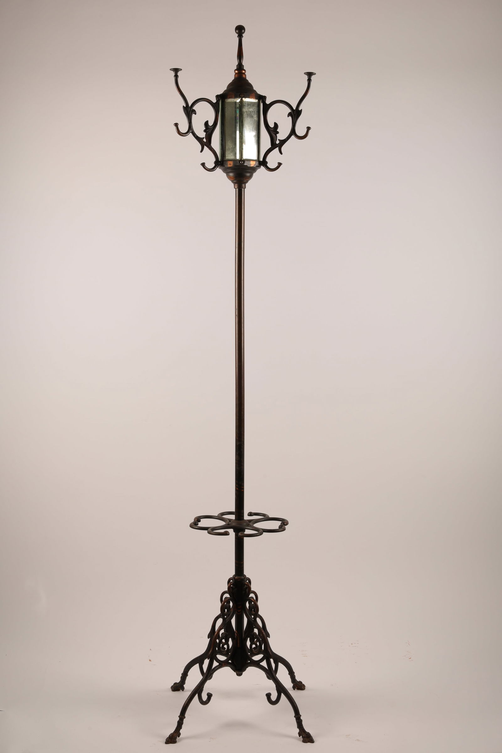USA 1880s Japanned Copper Coat Rack with Mirror (1 of 5)