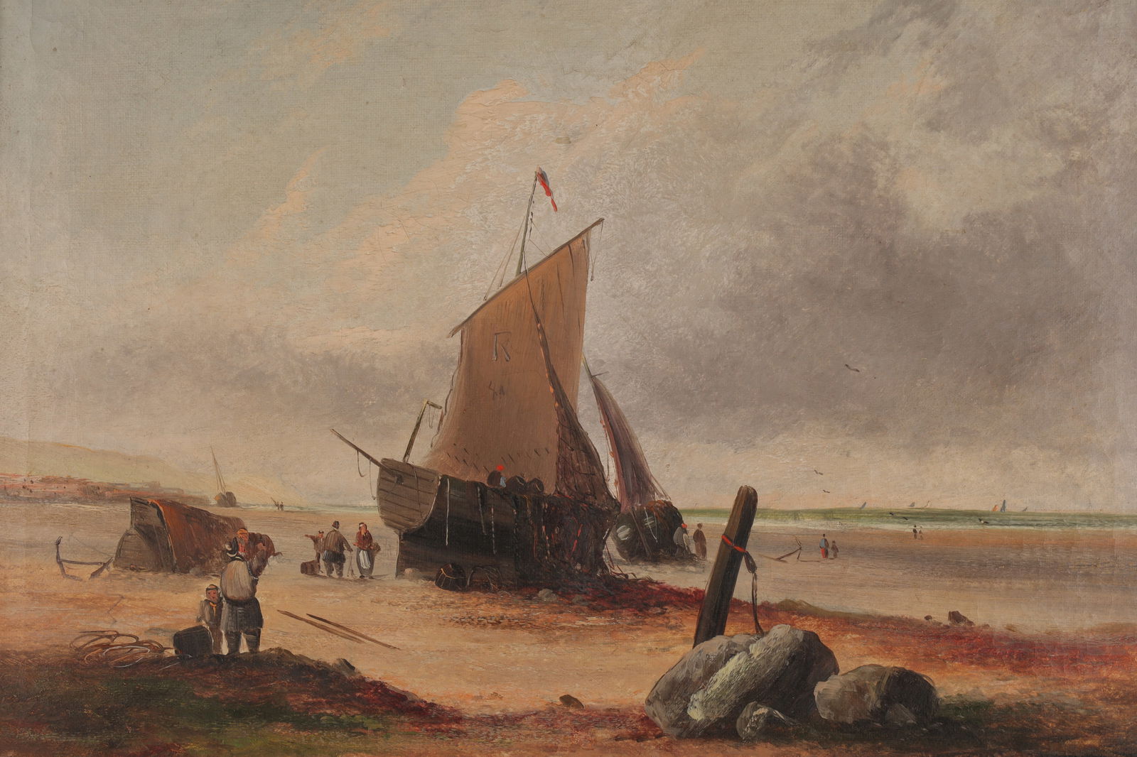 19th C Marine Landscape Painting Signed Davis 1889 (1 of 8)