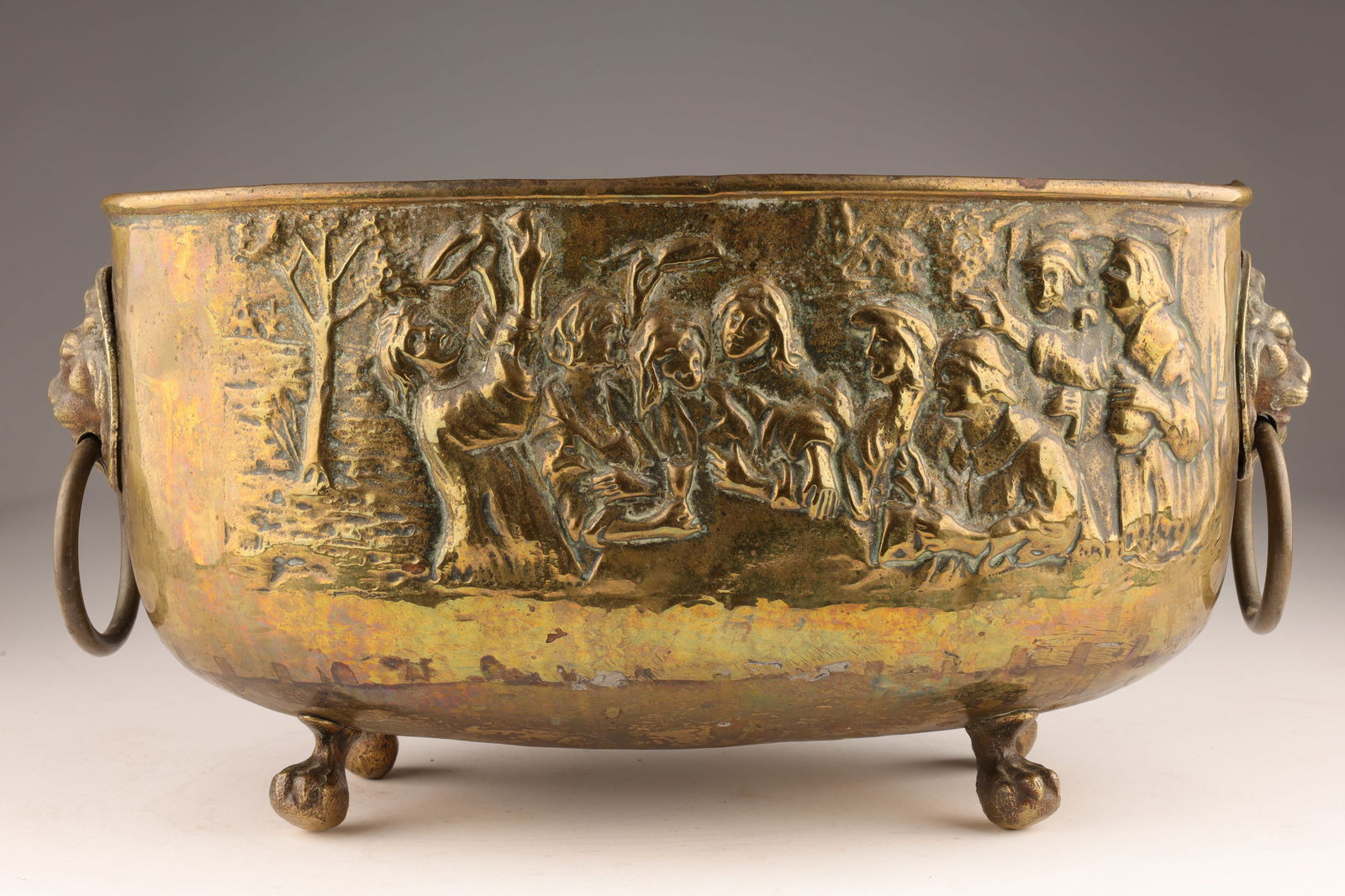 19th C Brass Figural Planter Jardiniere Kinco (1 of 7)