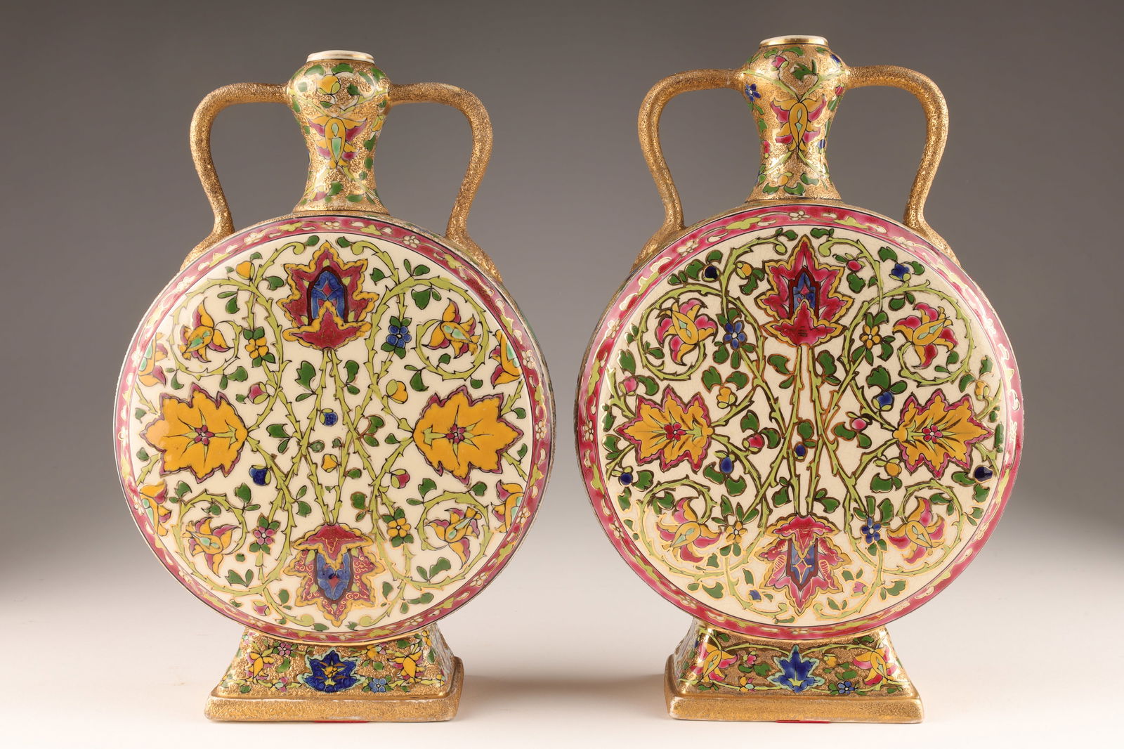 Pair Fischer Budapest Hungary Moon Flask Vases (1 of 9)