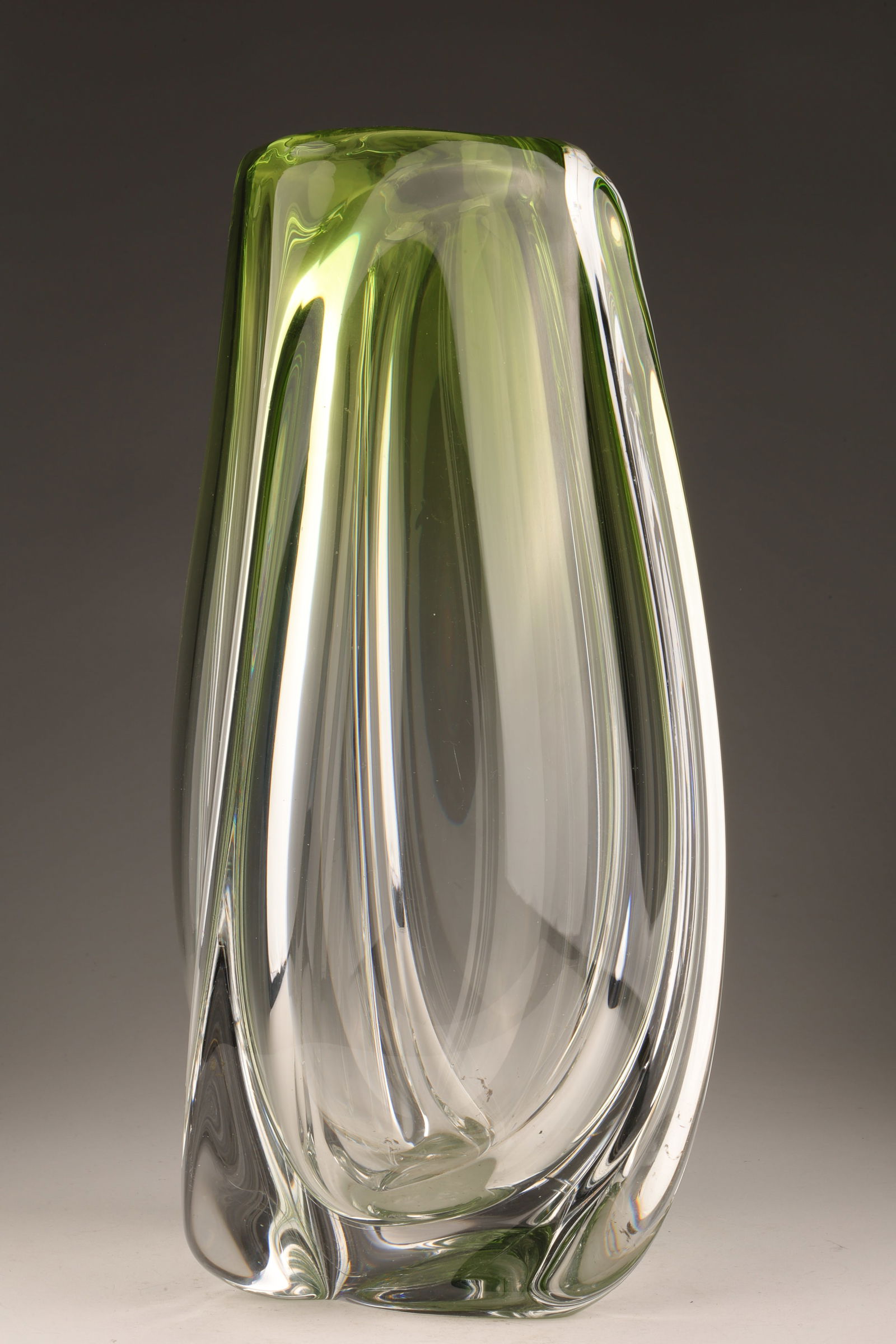 Large Signed Val Saint Lambert Green Crystal Vase (1 of 5)