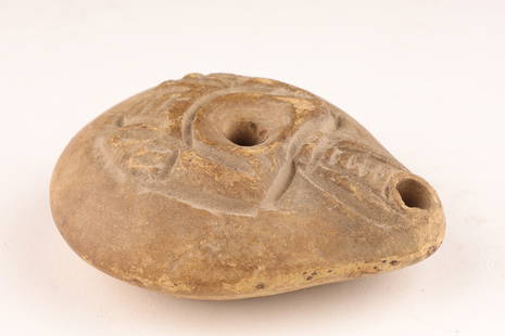 Ancient Roman Terracotta Oil Lamp: Ancient Roman / Greek Terracotta Oil Lamp. 3.25 inches L x 2.75 W.