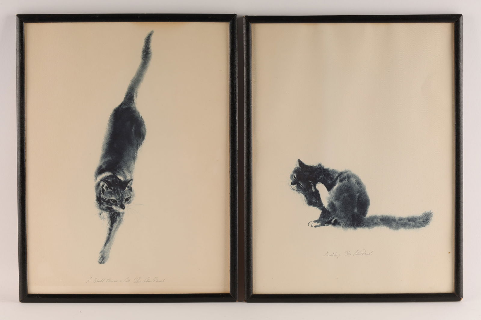 Pair of Alan Daniel Signed Numbered Cat Prints (1 of 4)