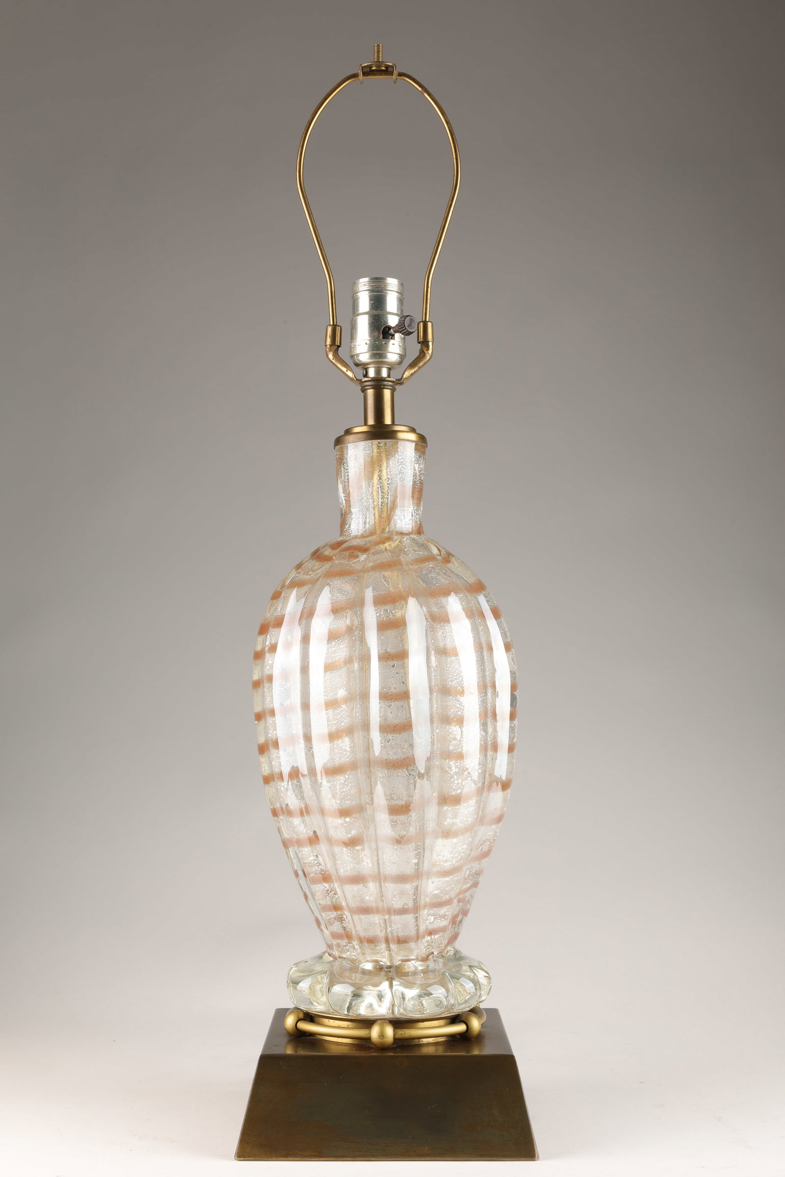 Vintage Murano Art Glass Lamp Silver Inclusion: Vintage Murano Art Glass Lamp With Silver Inclusion. 26 inches H.
