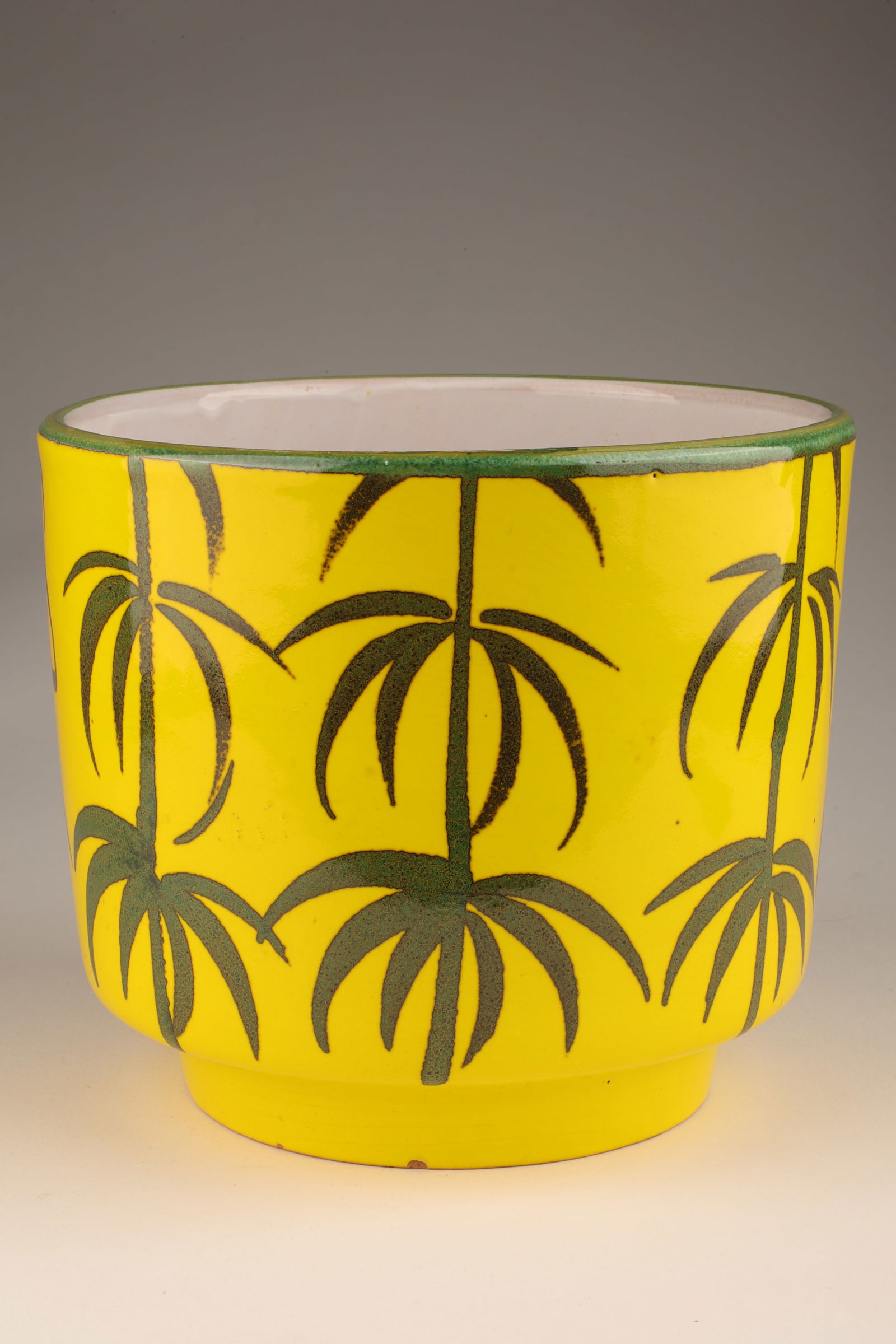 Mid Century Italy Yellow and Green Bamboo Planter (1 of 6)