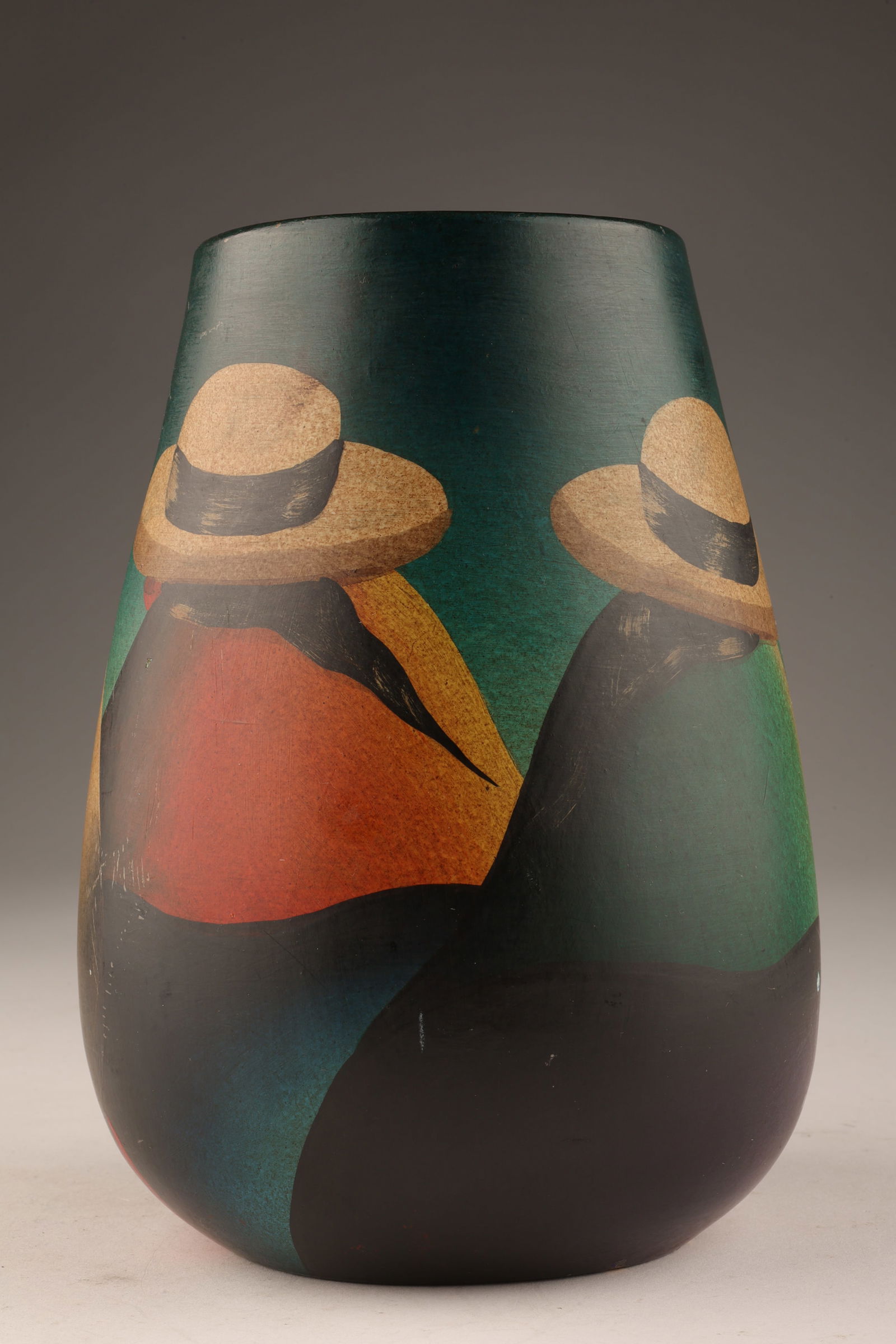 Signed C Morit Peruvian Painted Figural Vase (1 of 6)