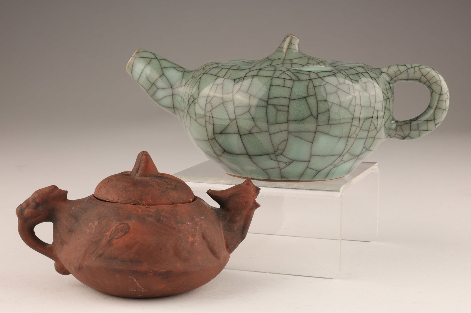 Lot of Small Chinese Teapots, Crackle and Yixing (1 of 8)