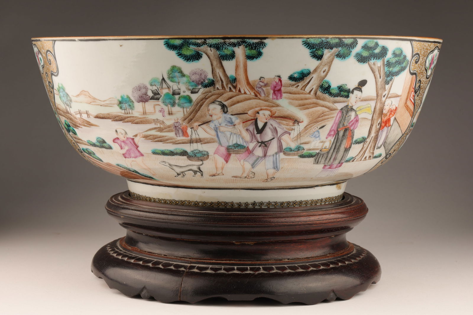 Chinese Export Famille Rose Porcelain Punch Bowl (1 of 11)
