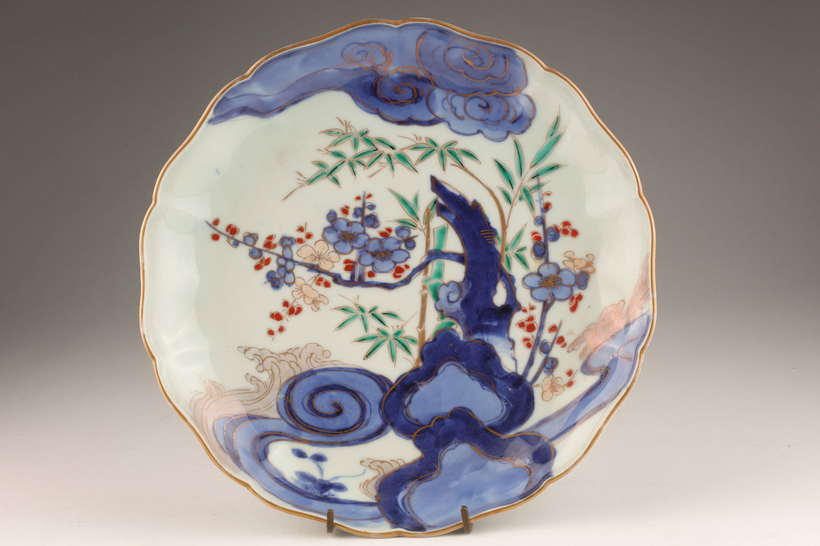 Japanese Meiji Blue Imari Gilded Plate Signed (1 of 6)