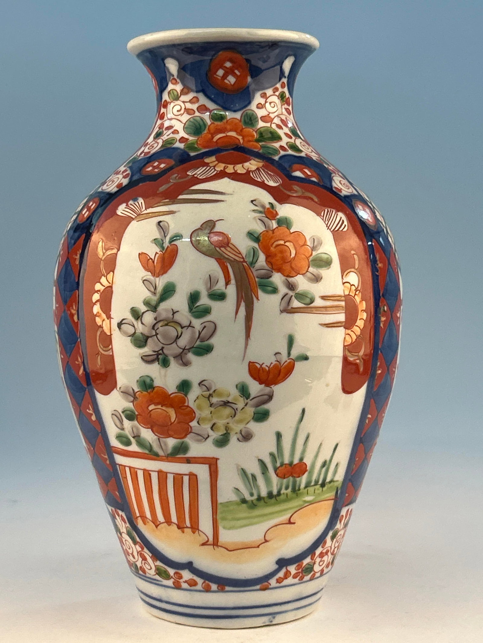 Antique Japanese Imari Painted Porcelain Vase: Antique Japanese Imari Painted Porcelain Vase. 10 inches H.