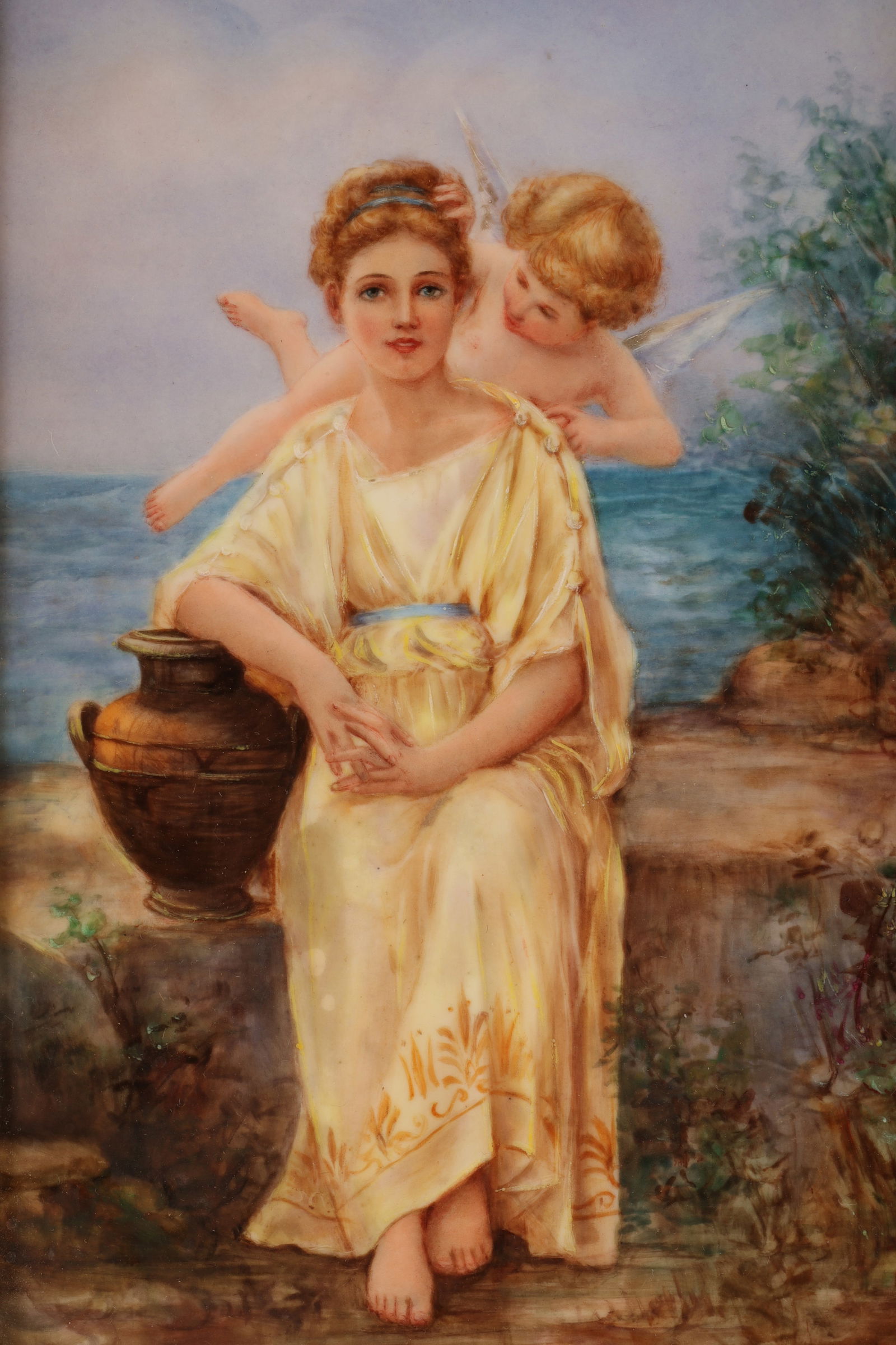 C 1880 Signed Lady and Angel KPM Porcelain Plaque (1 of 7)