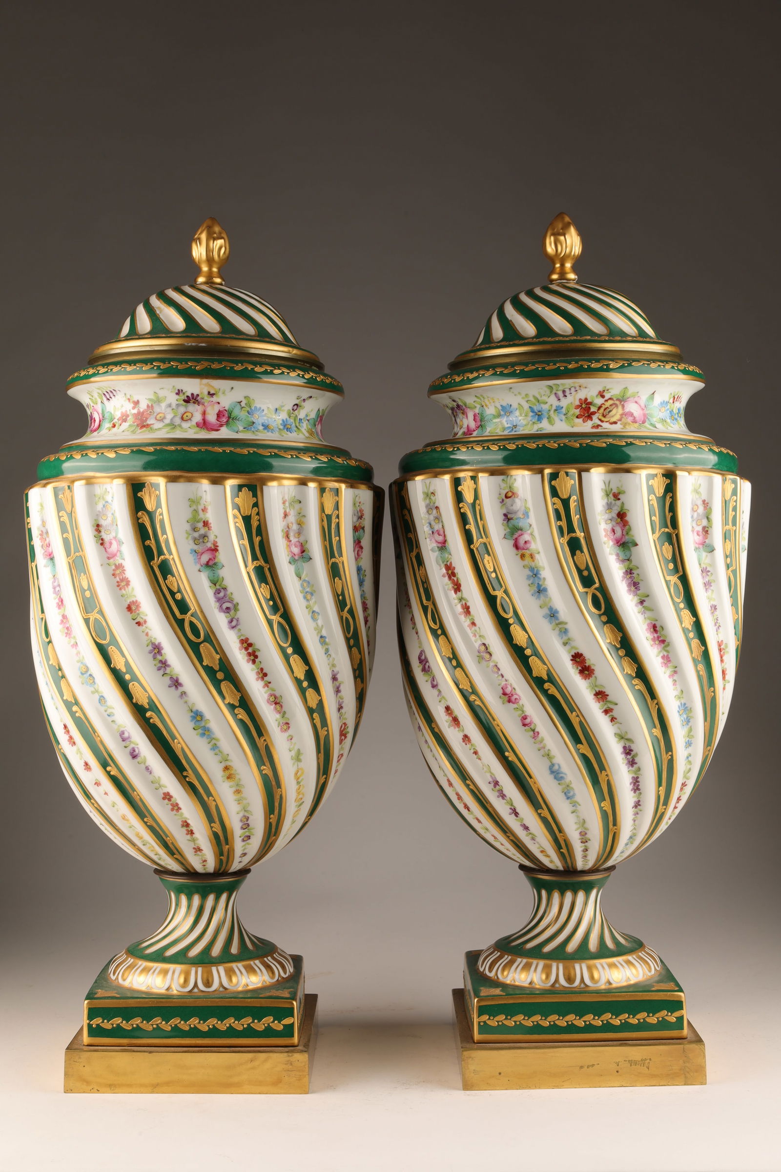 Pair French Porcelain de Paris Ormolu Mount Urns (1 of 9)