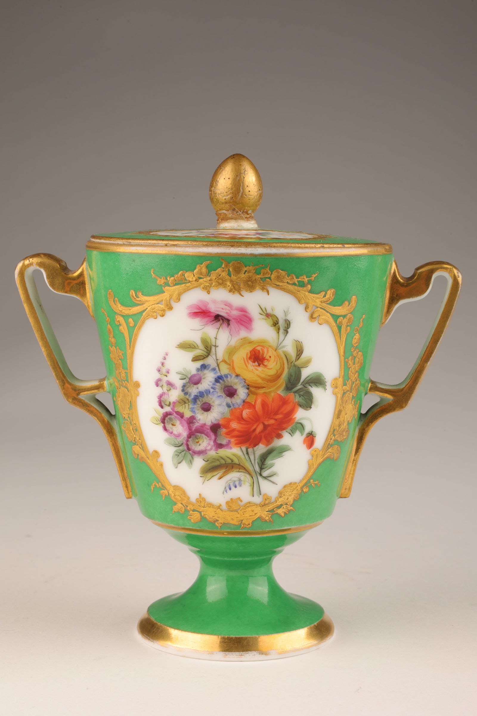 18th C French Dihl Painted Porcelain Teacup, Cover (1 of 8)