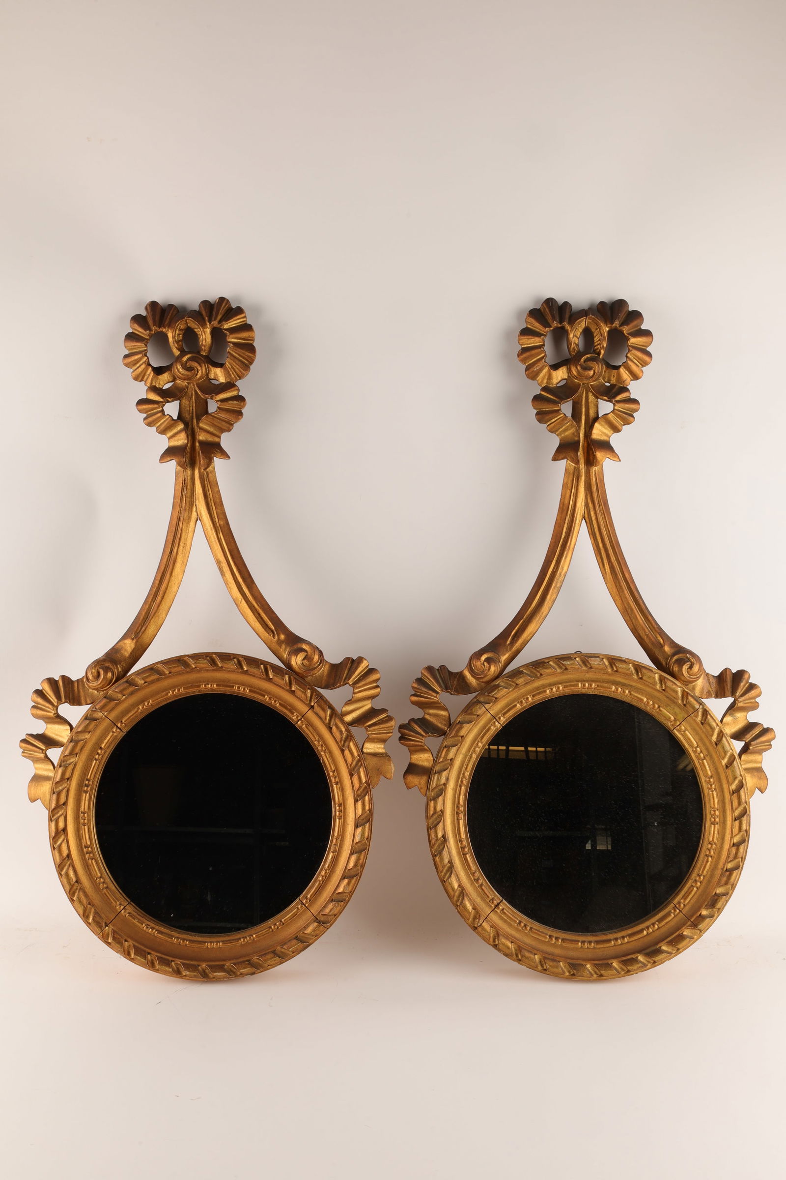 Pair Antique Florentine Mirrors Ribbon and Bow (1 of 8)