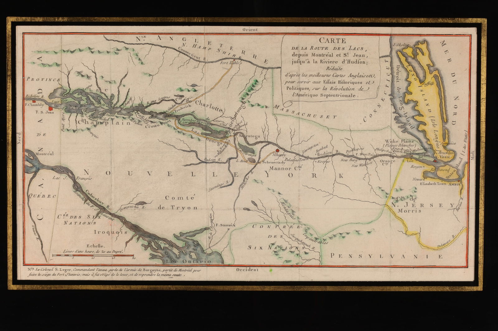 18th C Map of Lake Route Montreal to Hudson River (1 of 7)
