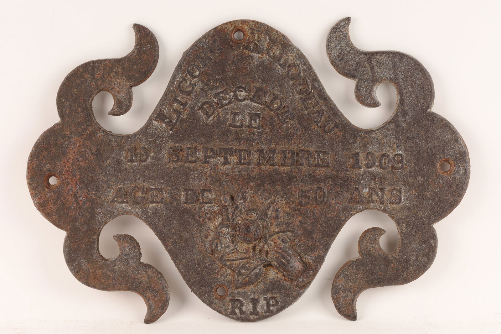 Antique French Iron Grave Marker Ligori Bilodeau (1 of 6)