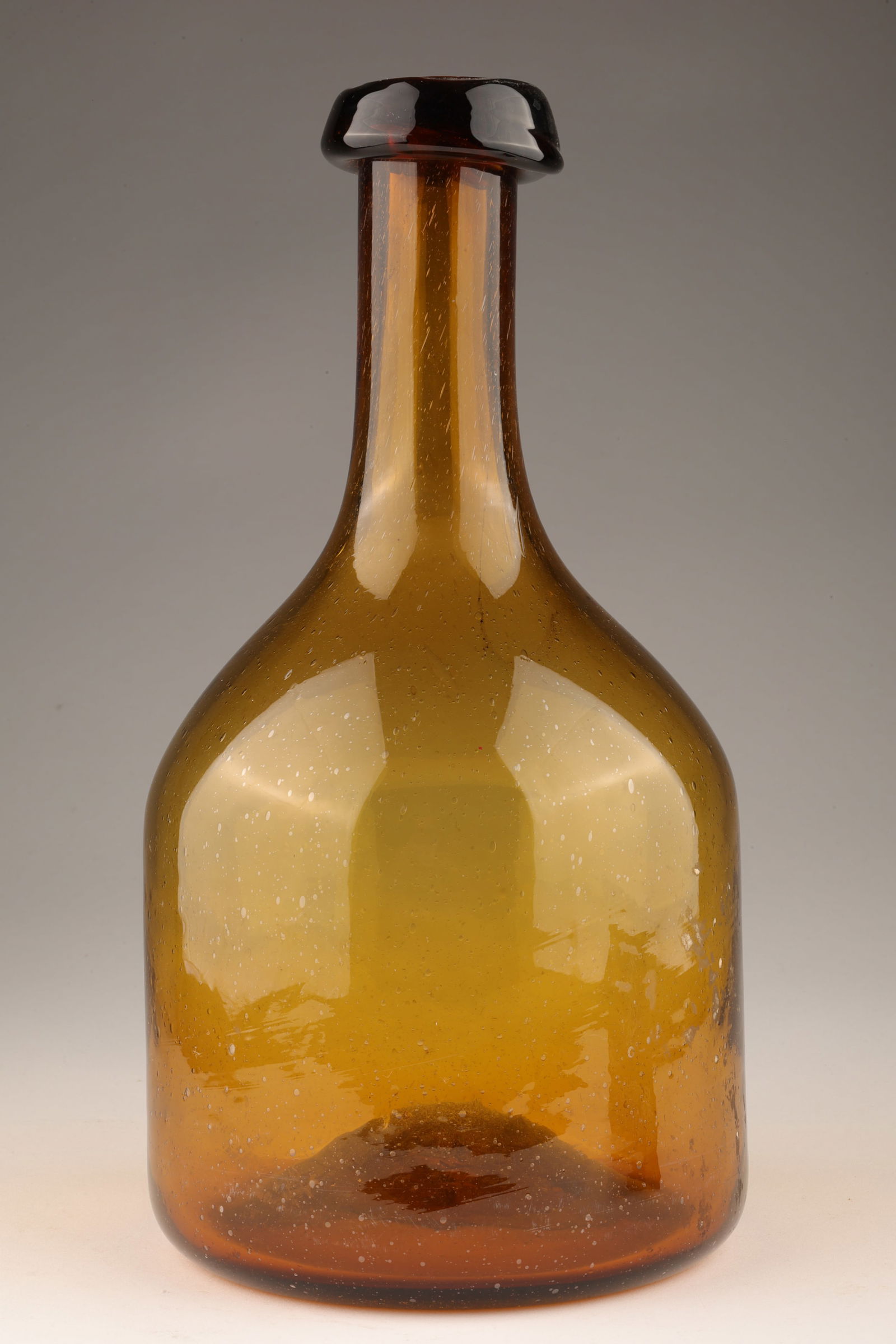 Antique Hand Blown Amber Glass Demijohn Bottle (1 of 5)