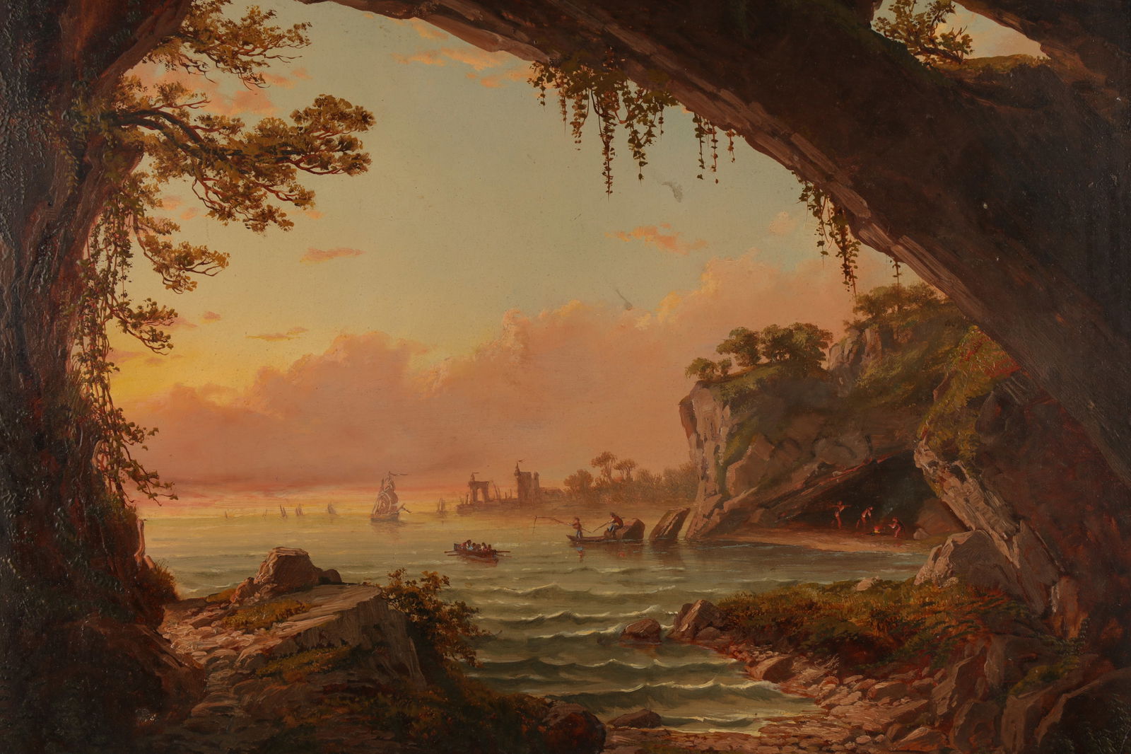 Antique Unsigned European School Grotto Seascape (1 of 12)