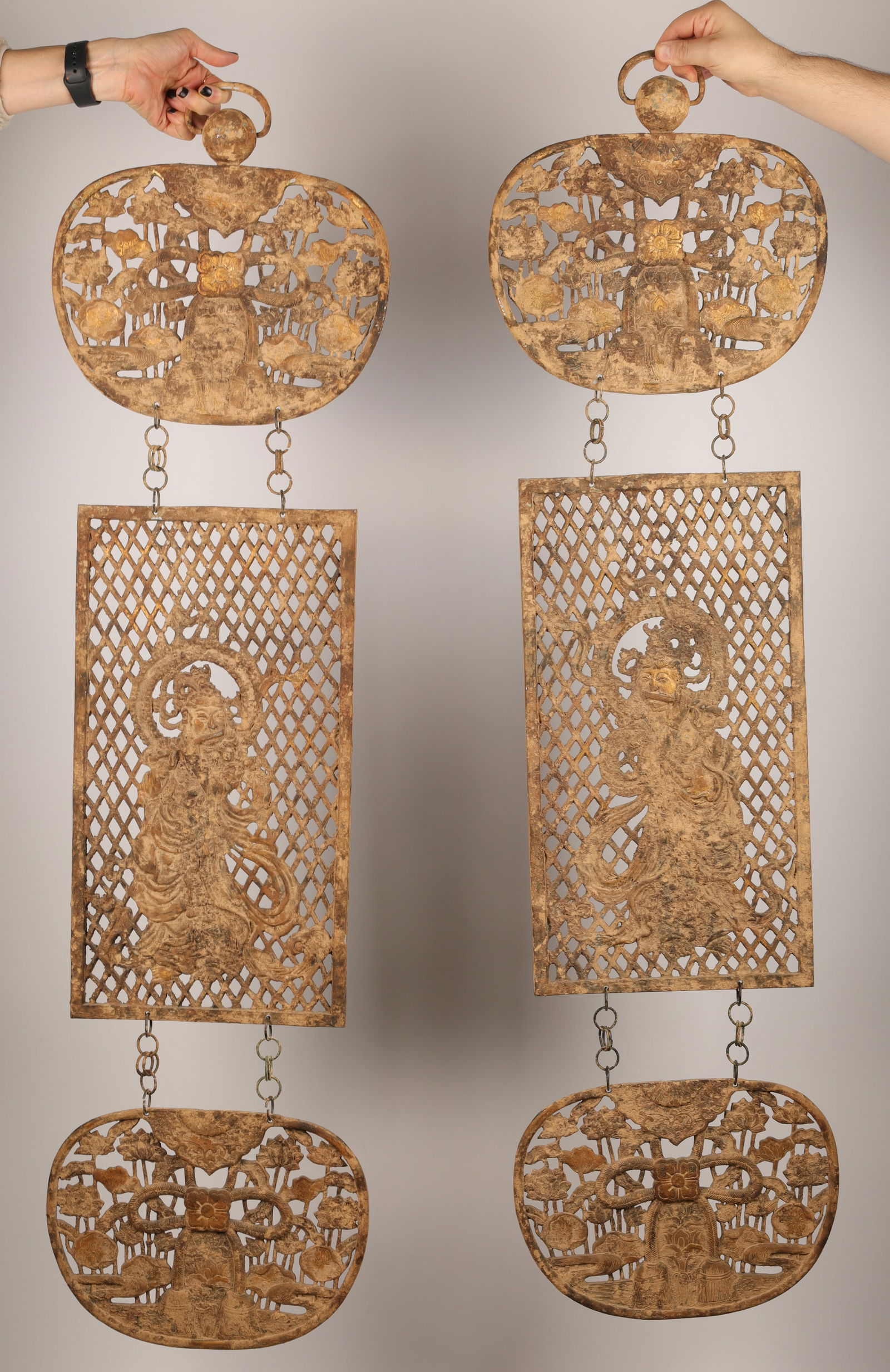 Pair of Japanese Gilt Pierced Metal Wall Hangings (1 of 5)