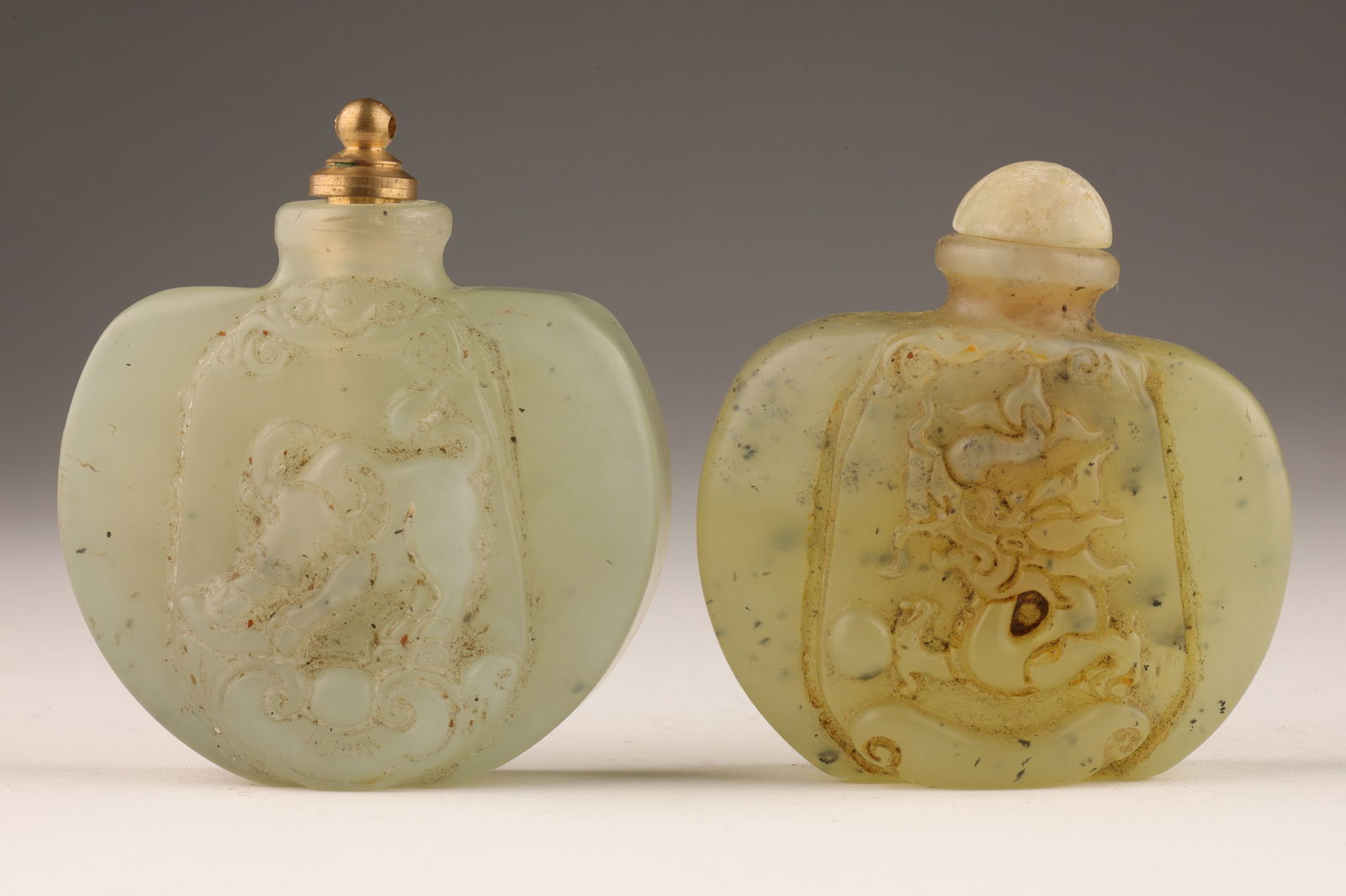 Lot Chinese Carved Jade Snuff Bottles Animals (1 of 5)