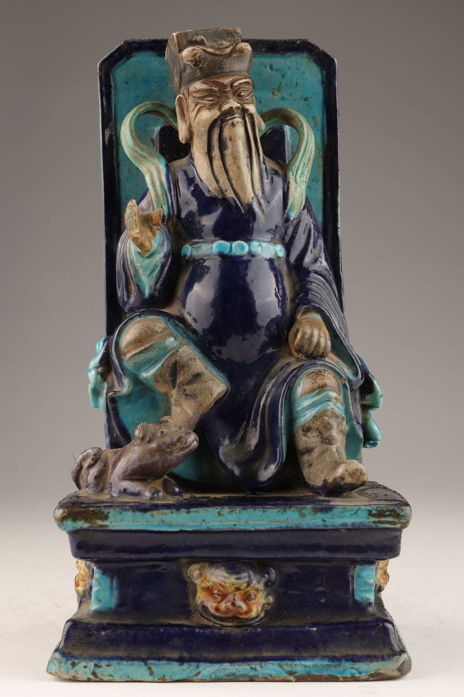 Antique Chinese Seated Glazed Figure on Throne (1 of 11)