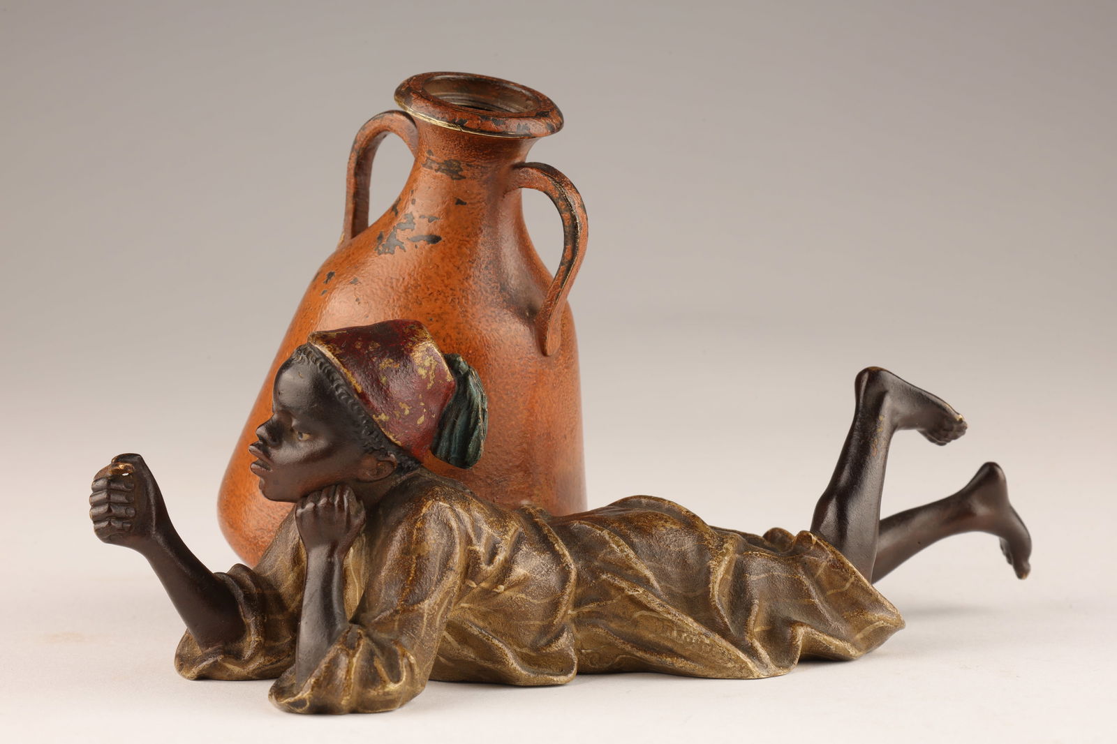 Franz Bergman Cold Painted Bronze Boy and Jar (1 of 9)